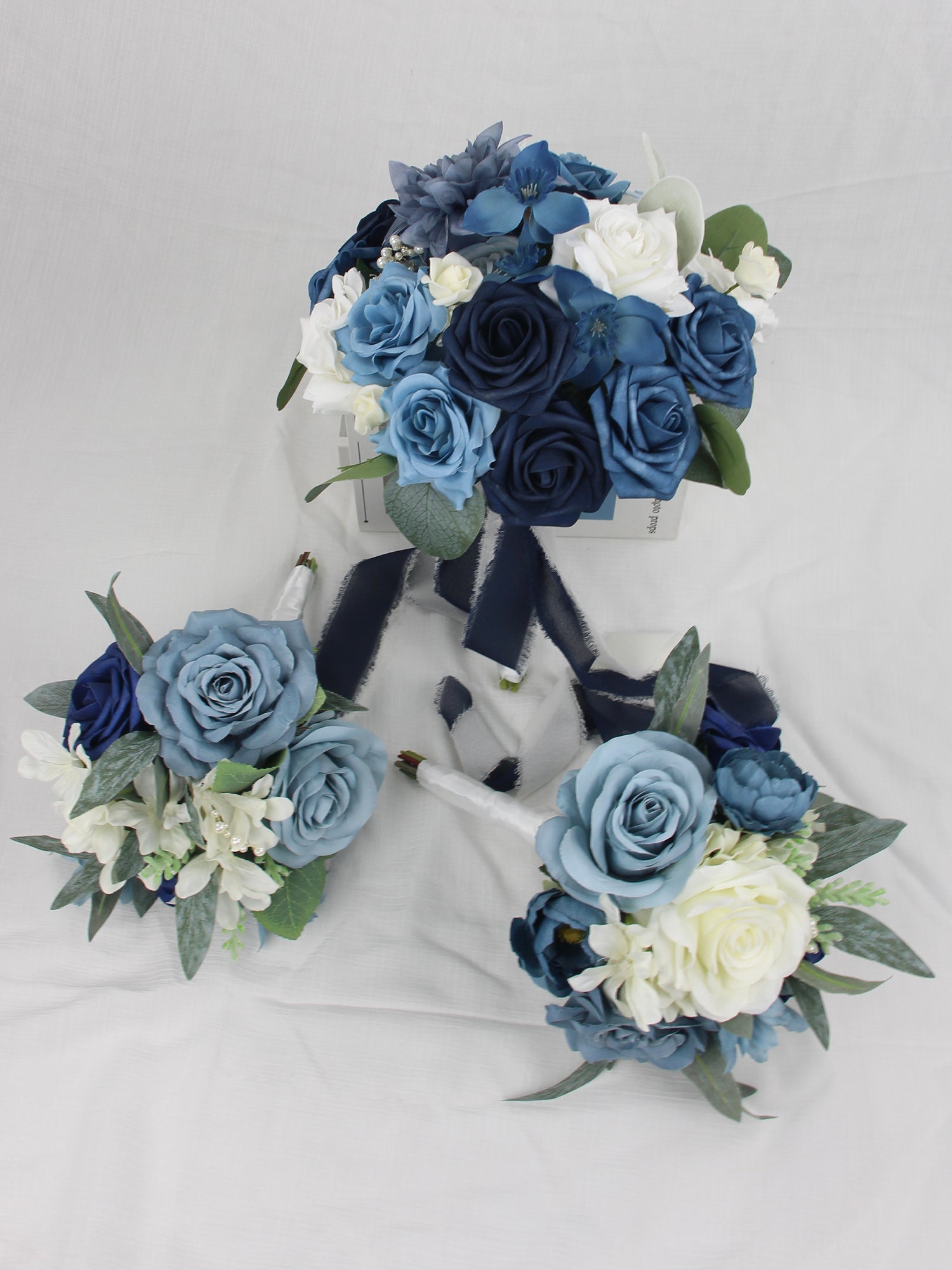 10.6 inch wide Round Navy Blue Bridal Bouquet - Rinlong Flower