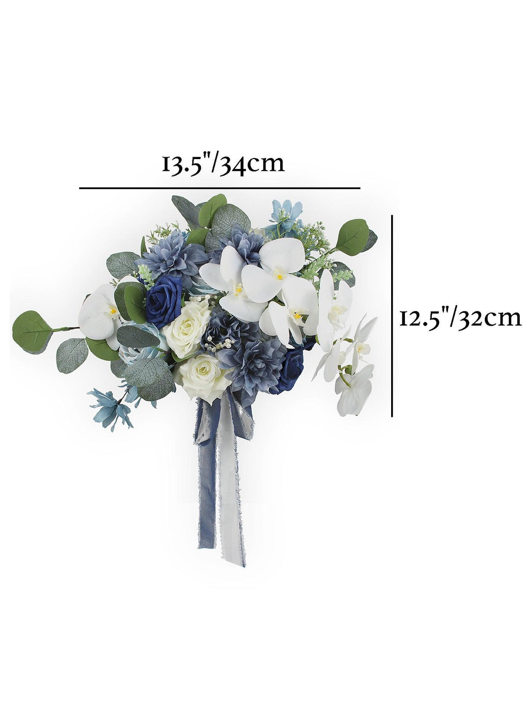 13.5 inch wide Navy Blue Bridal Bouquet