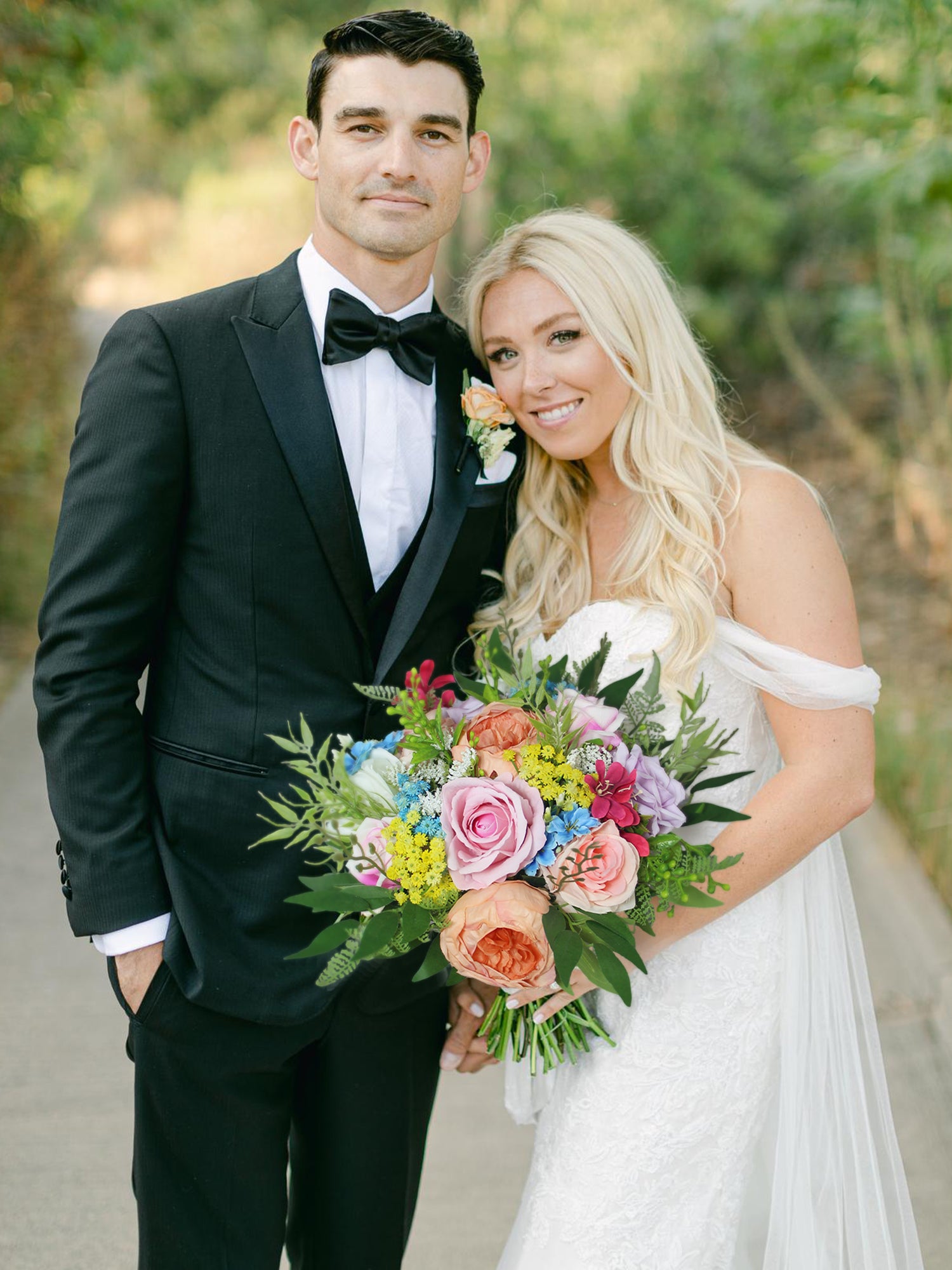 11 inch wide Spring Garden Pastel Bridal Bouquet