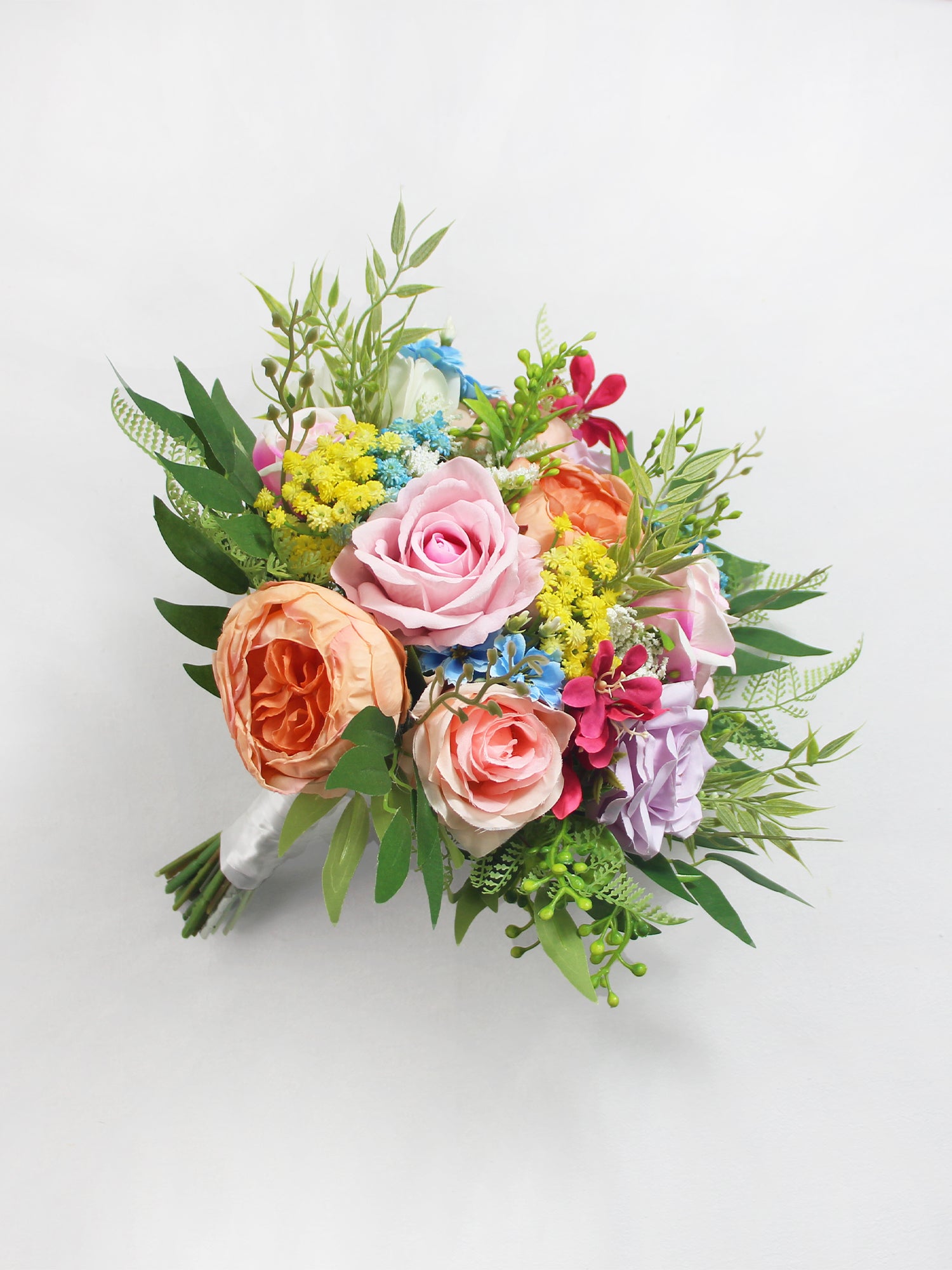 11 inch wide Spring Garden Pastel Bridal Bouquet