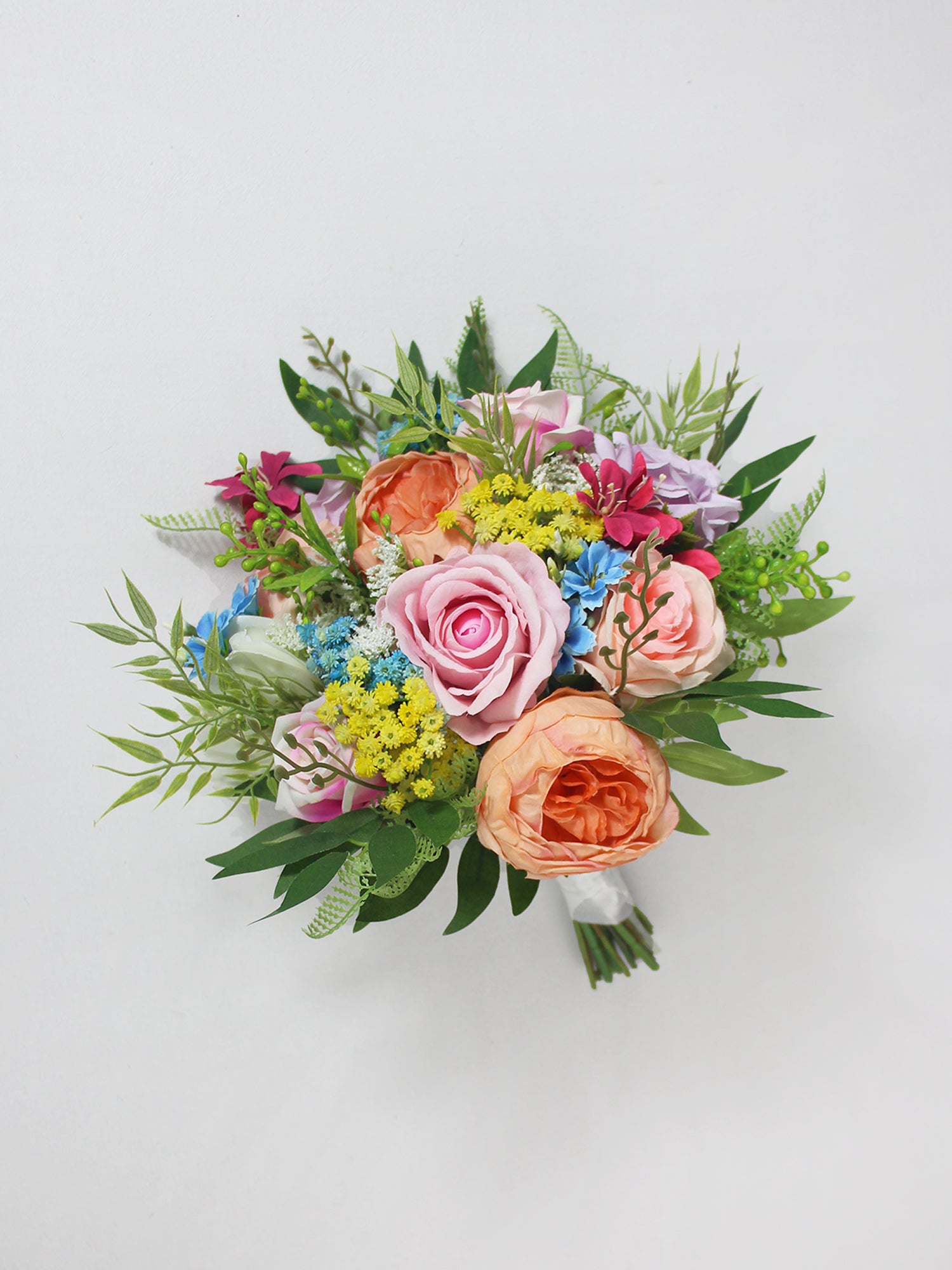11 inch wide Spring Garden Pastel Bridal Bouquet