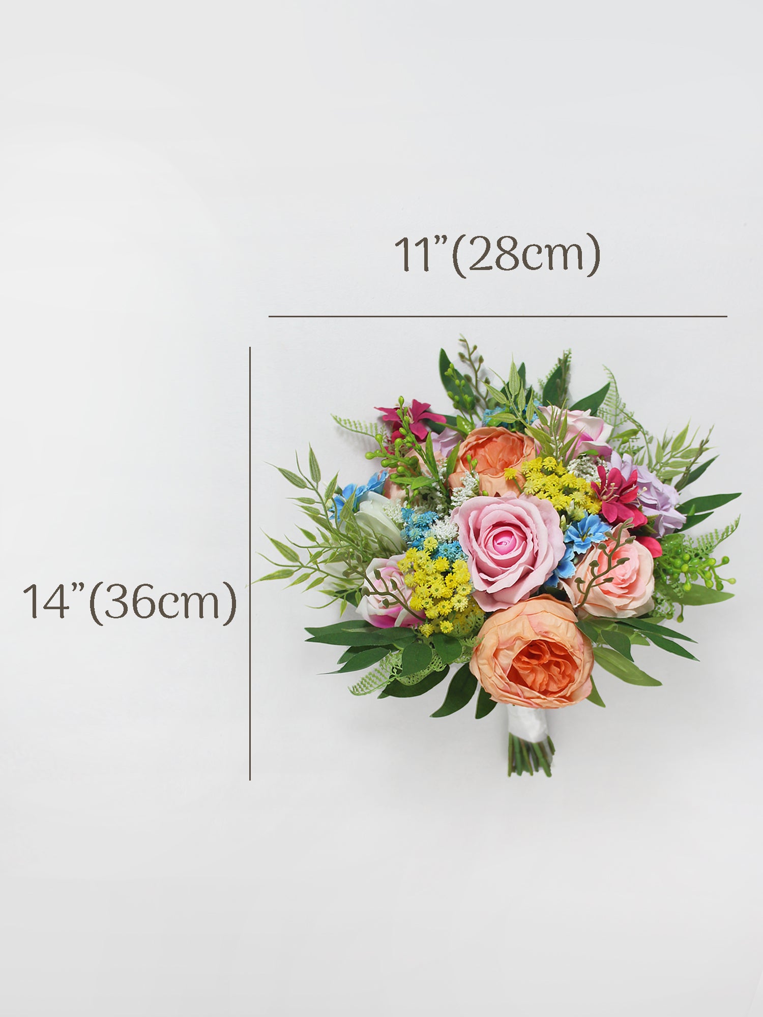 11 inch wide Spring Garden Pastel Bridal Bouquet