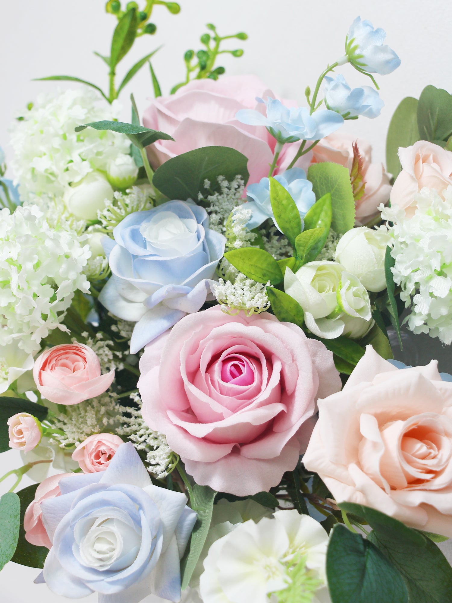 11 inch wide Blush & Baby Blue Bridal Bouquet