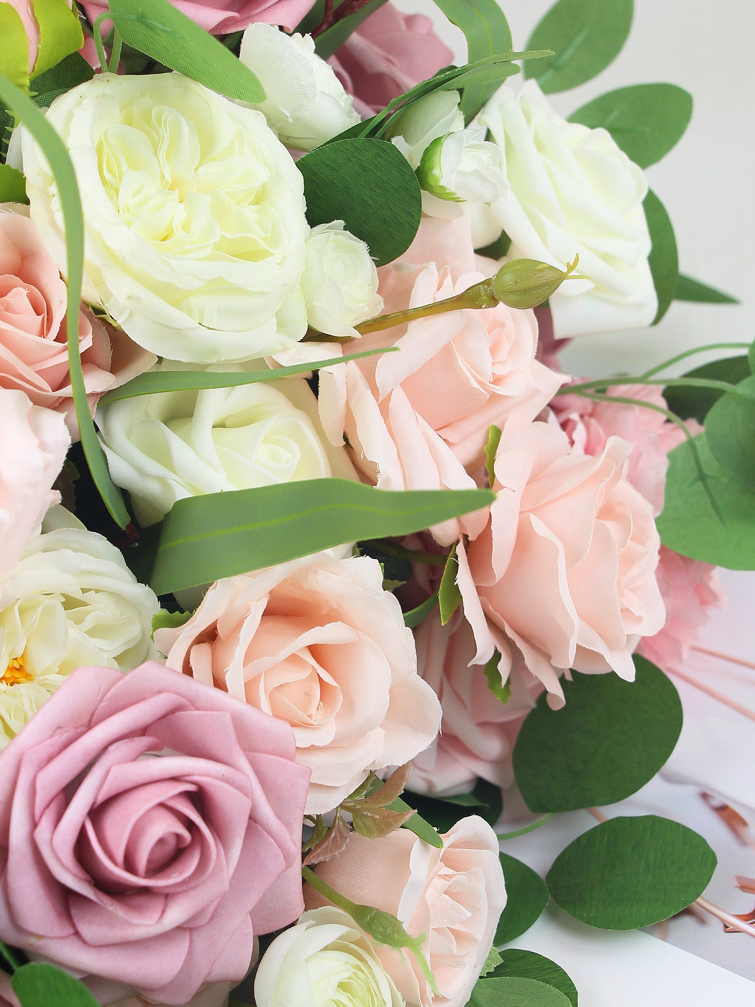 12.5 inch wide Pink & Dusty Rose Bridal Bouquet
