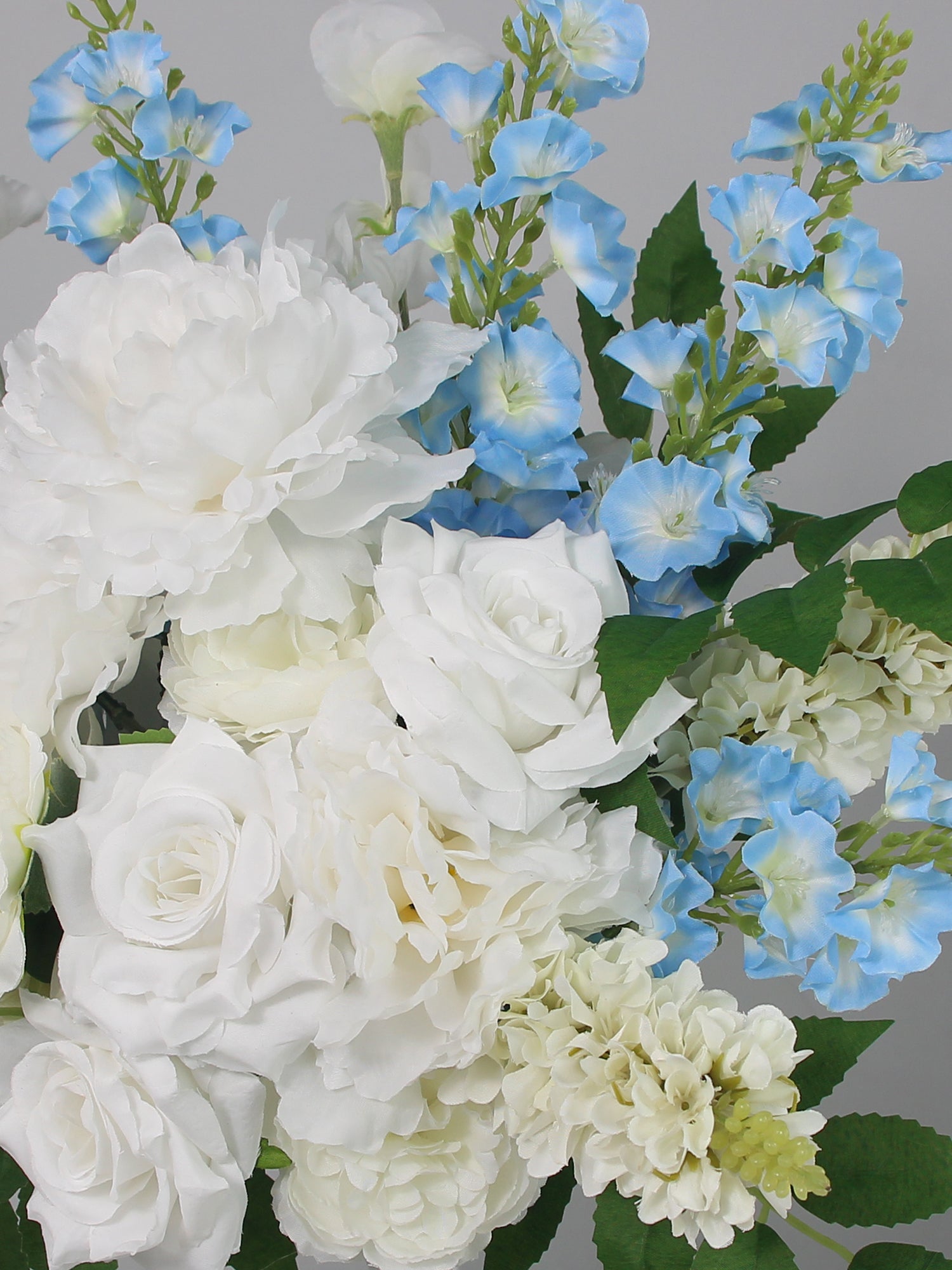 12.6 inch wide Baby Blue & White Bridal Bouquet