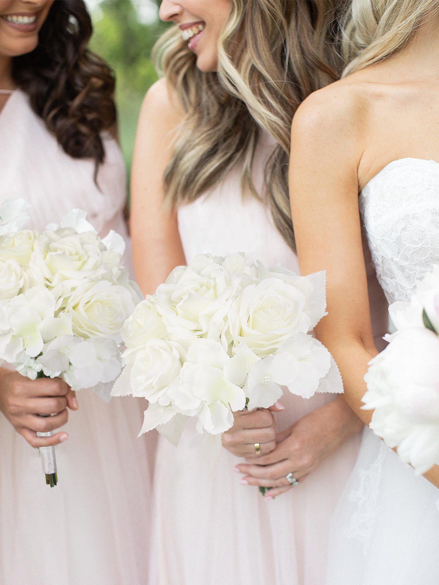 8.2 inch wide Pure White Bridesmaid Bouquet