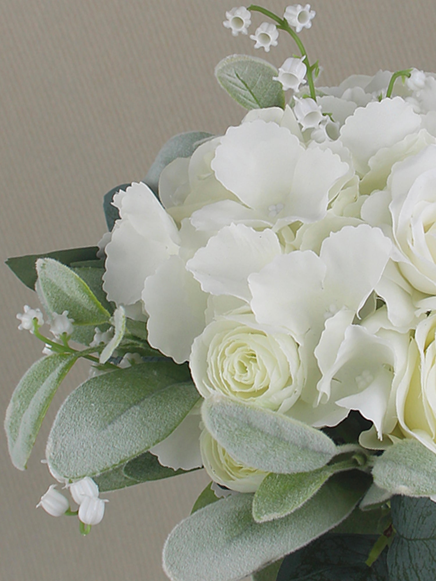 9.4 inch wide Dusty Green & White Bridesmaid Bouquet