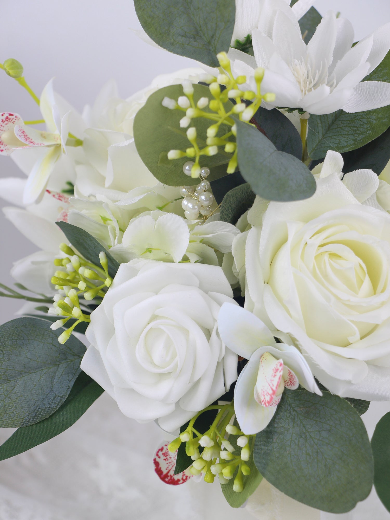 7.8 inch wide Sage Green & White Bridesmaid Bouquet - Rinlong Flower