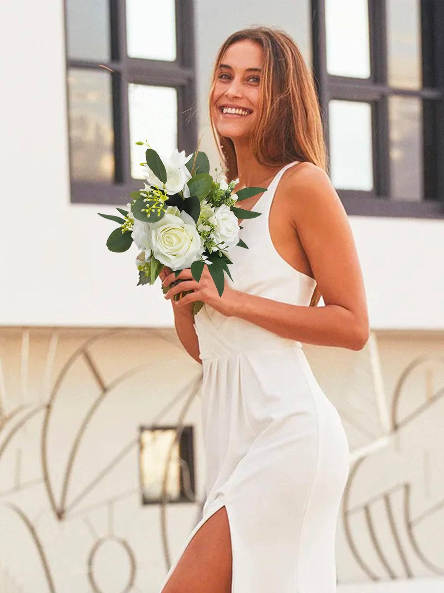 white rose bridesmaid dresses Elegant White One-shoulder Ruffle Side-slit Mermaid Long Bridesmaid Dr SposaBridal