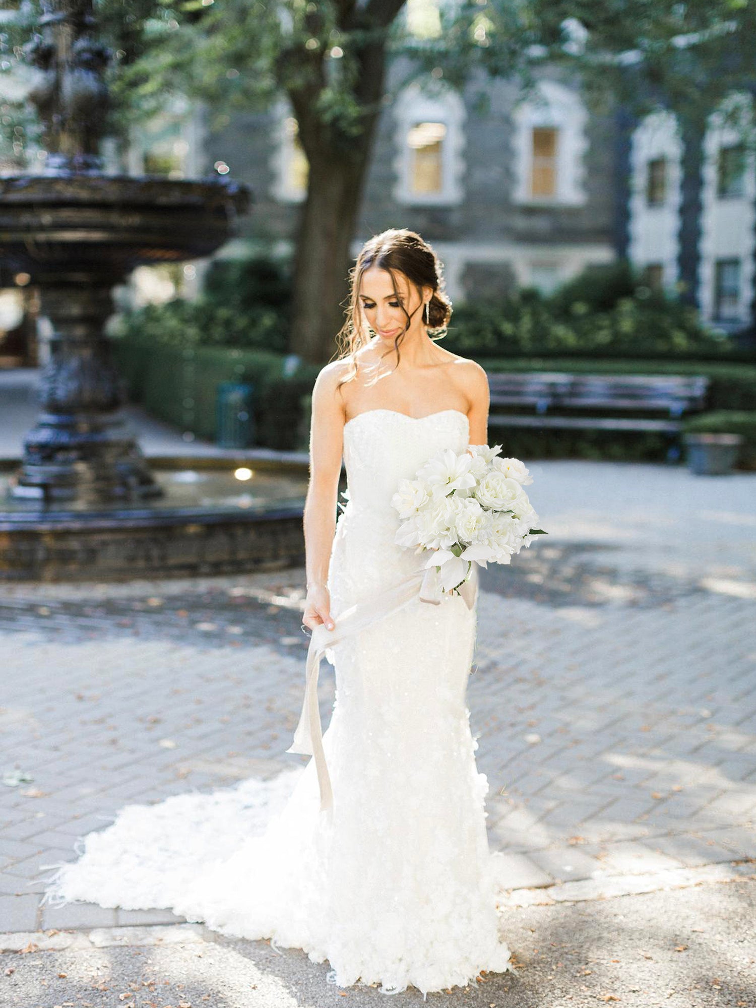 11.8 inch wide Pure White Round Bridal Bouquet