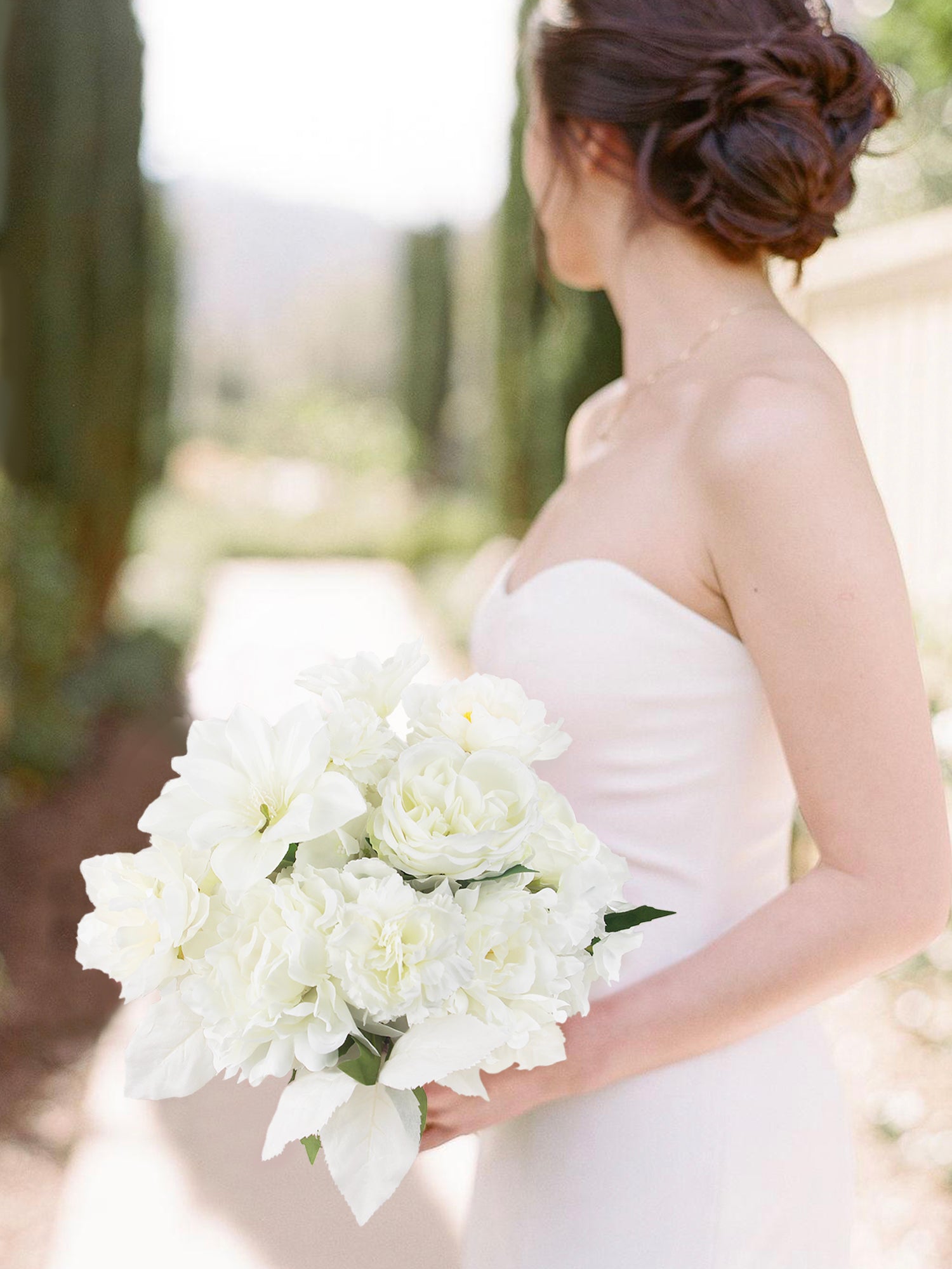 11.8 inch wide Pure White Round Bridal Bouquet