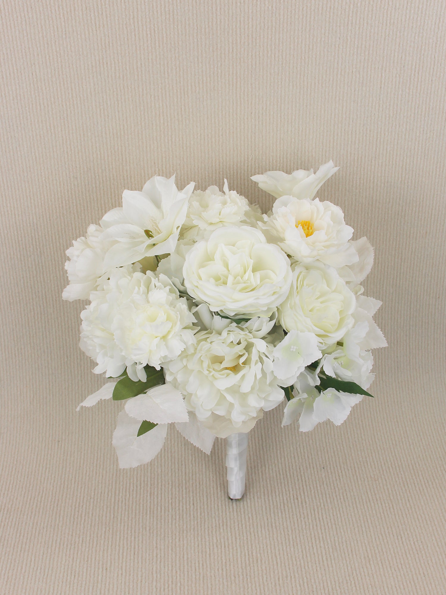 11.8 inch wide Pure White Round Bridal Bouquet