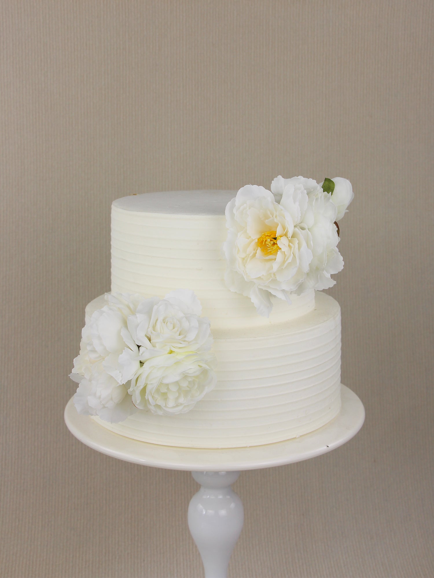 2Pcs White Peony & Ranunculus Cake Flowers Set