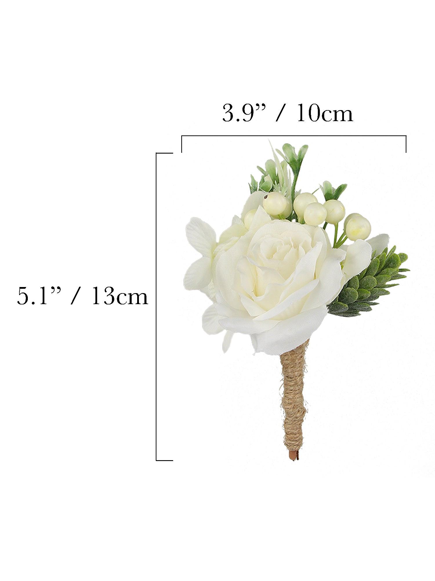 6Pcs Boutonnieres Sage Green & White - Rinlong Flower