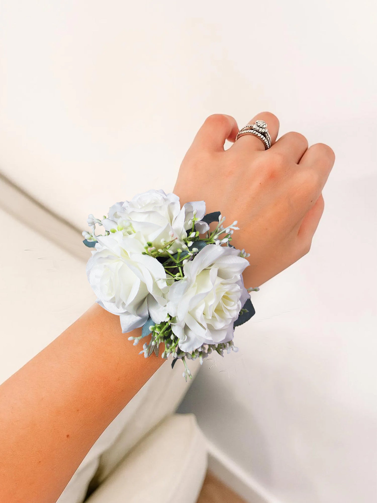 White Rose Wrist Corsage - Rinlong Flower