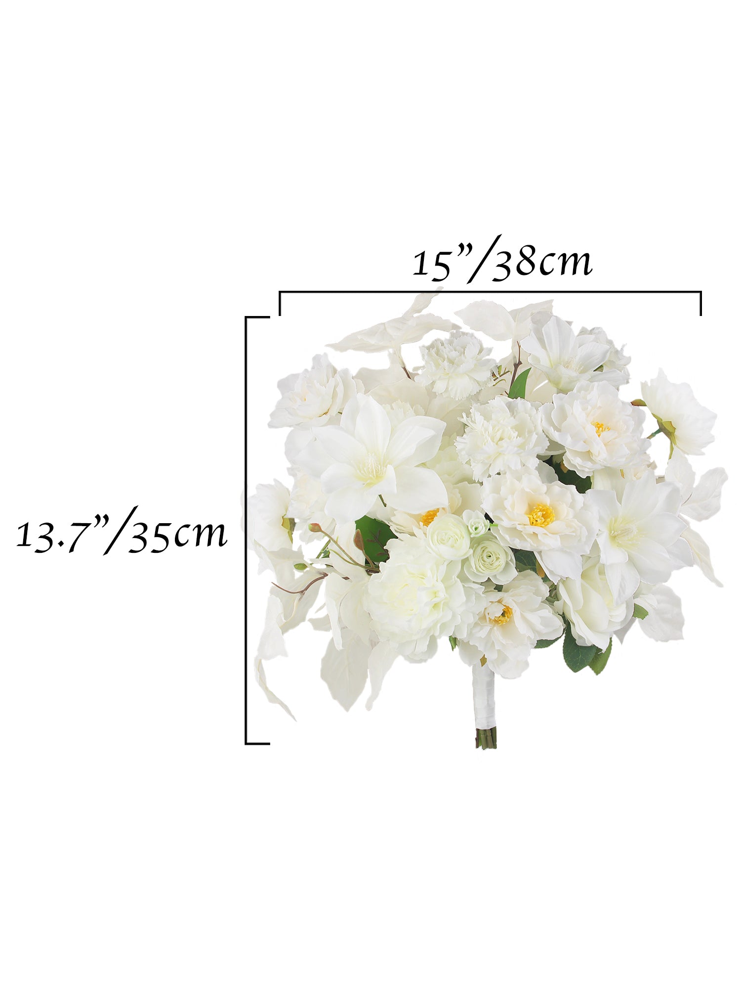 15 inch wide Pure White Bridal Bouquet