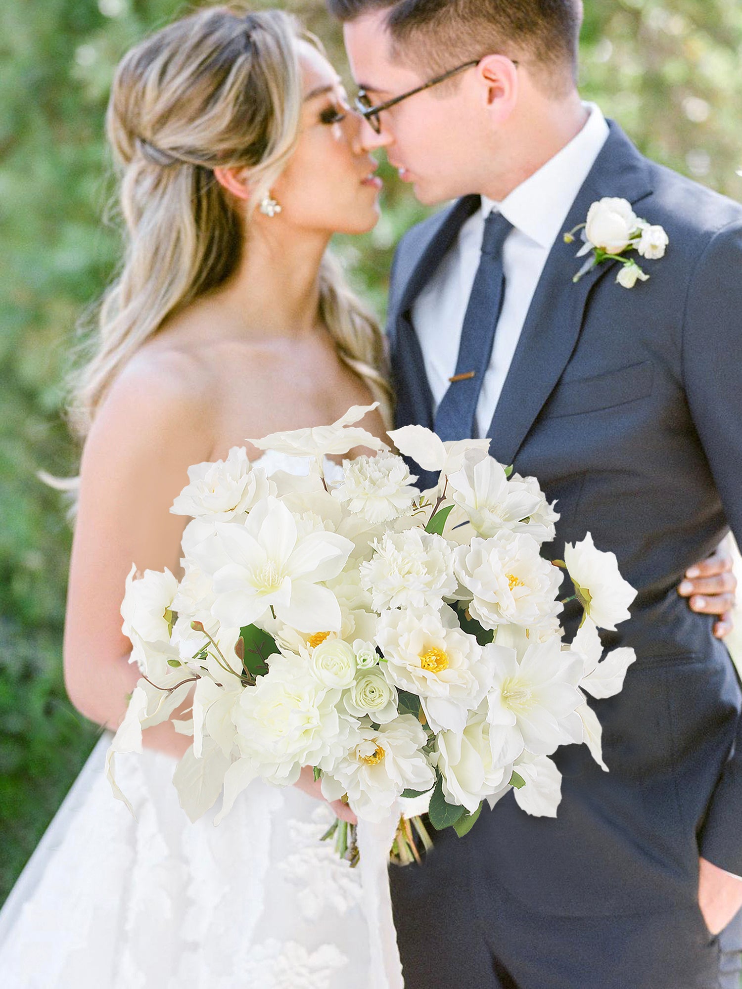 15 inch wide Pure White Bridal Bouquet