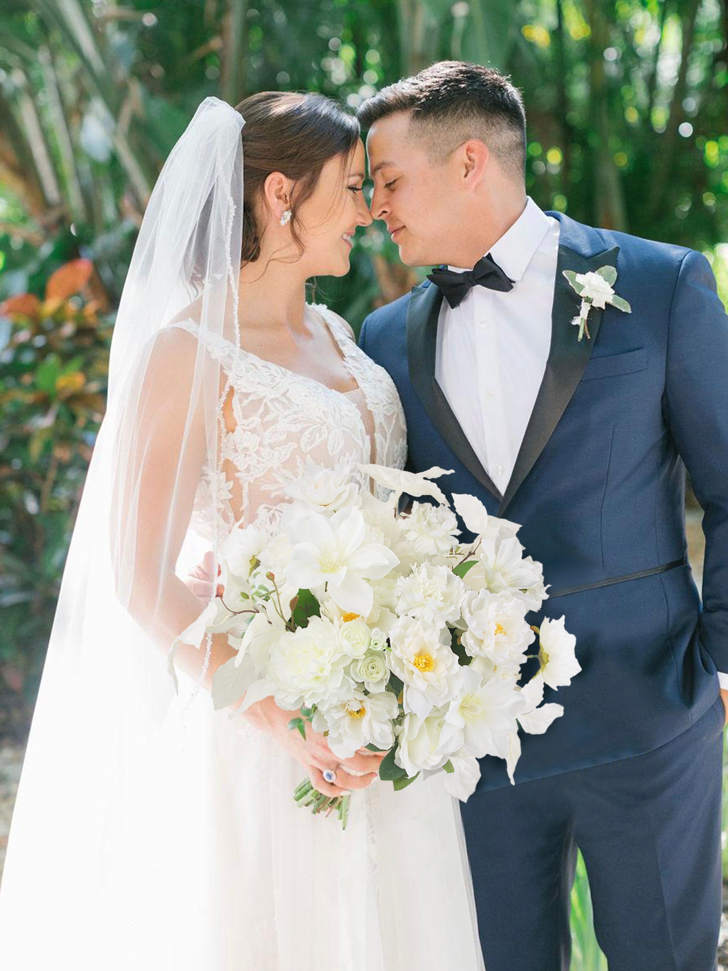 15 inch wide Pure White Bridal Bouquet