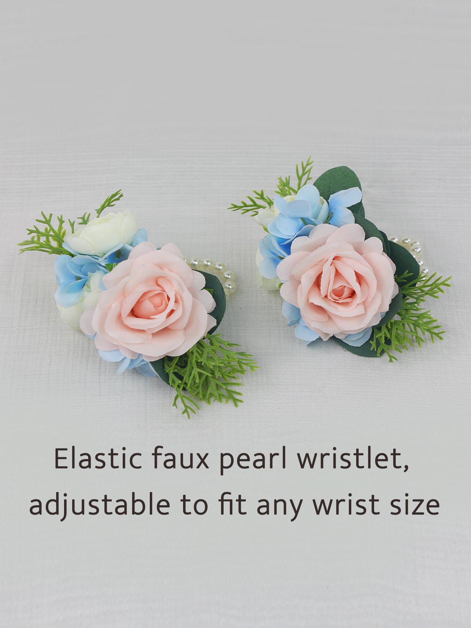 Pink & Baby Blue Wrist Corsage Pink & Baby Blue Wrist Corsage