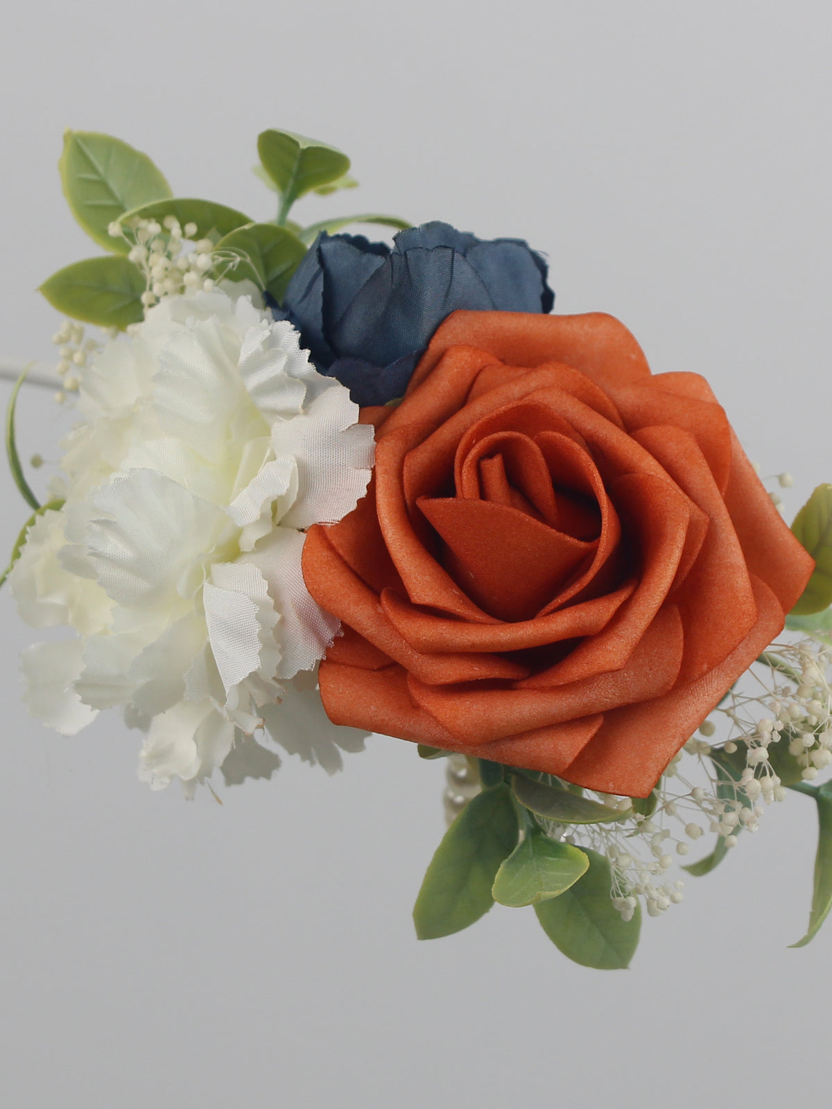 Navy Blue & Burnt Orange Wrist Corsage - Rinlong Flower