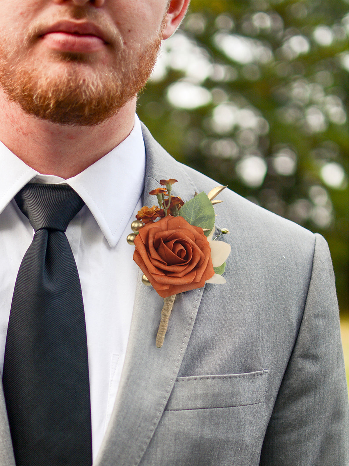 Corsage and Boutonniere Set Burnt Orange - Rinlong Flower