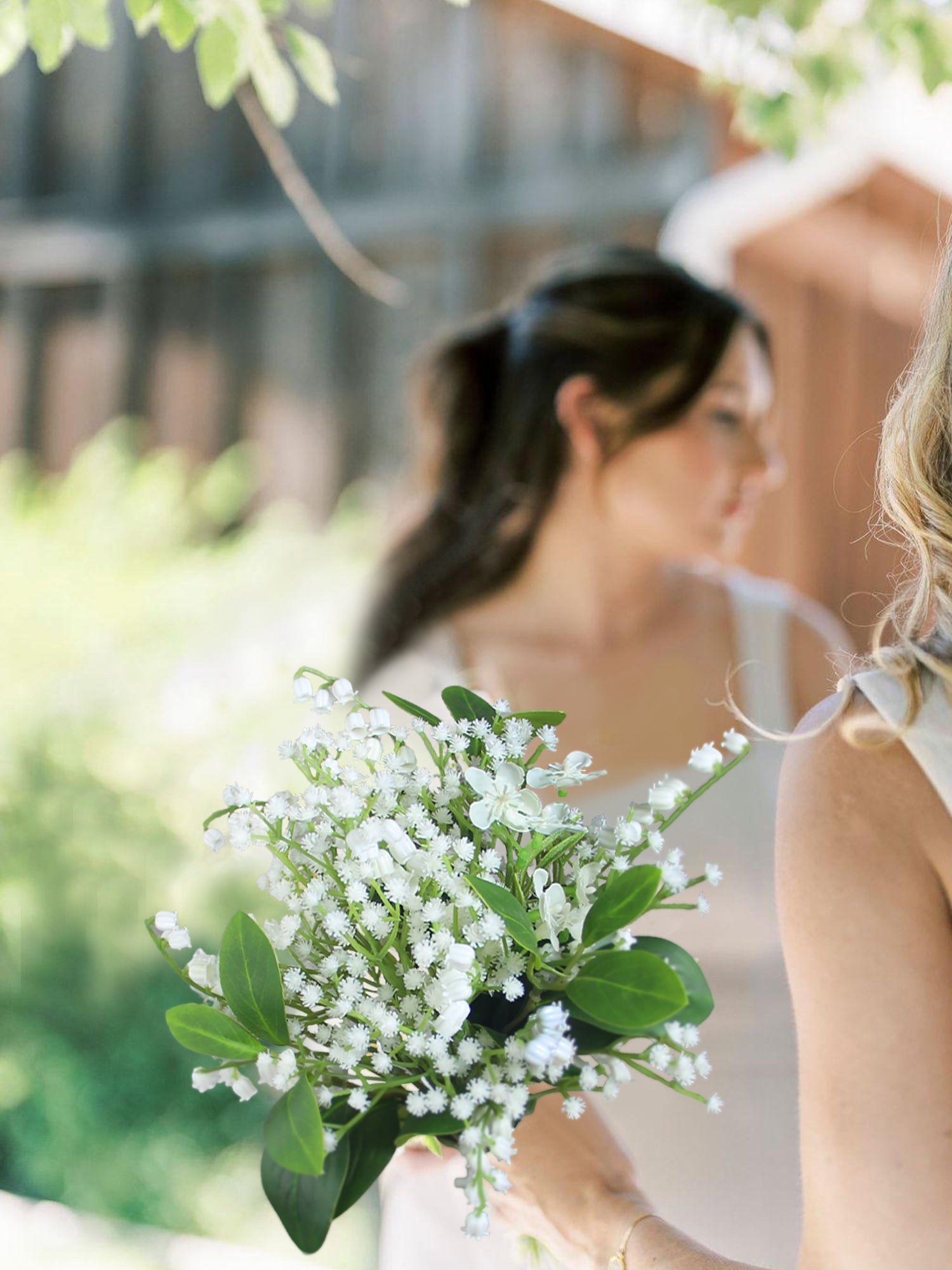 7.8 inch wide Baby's Breath Bridesmaid Bouquet - Rinlong Flower
