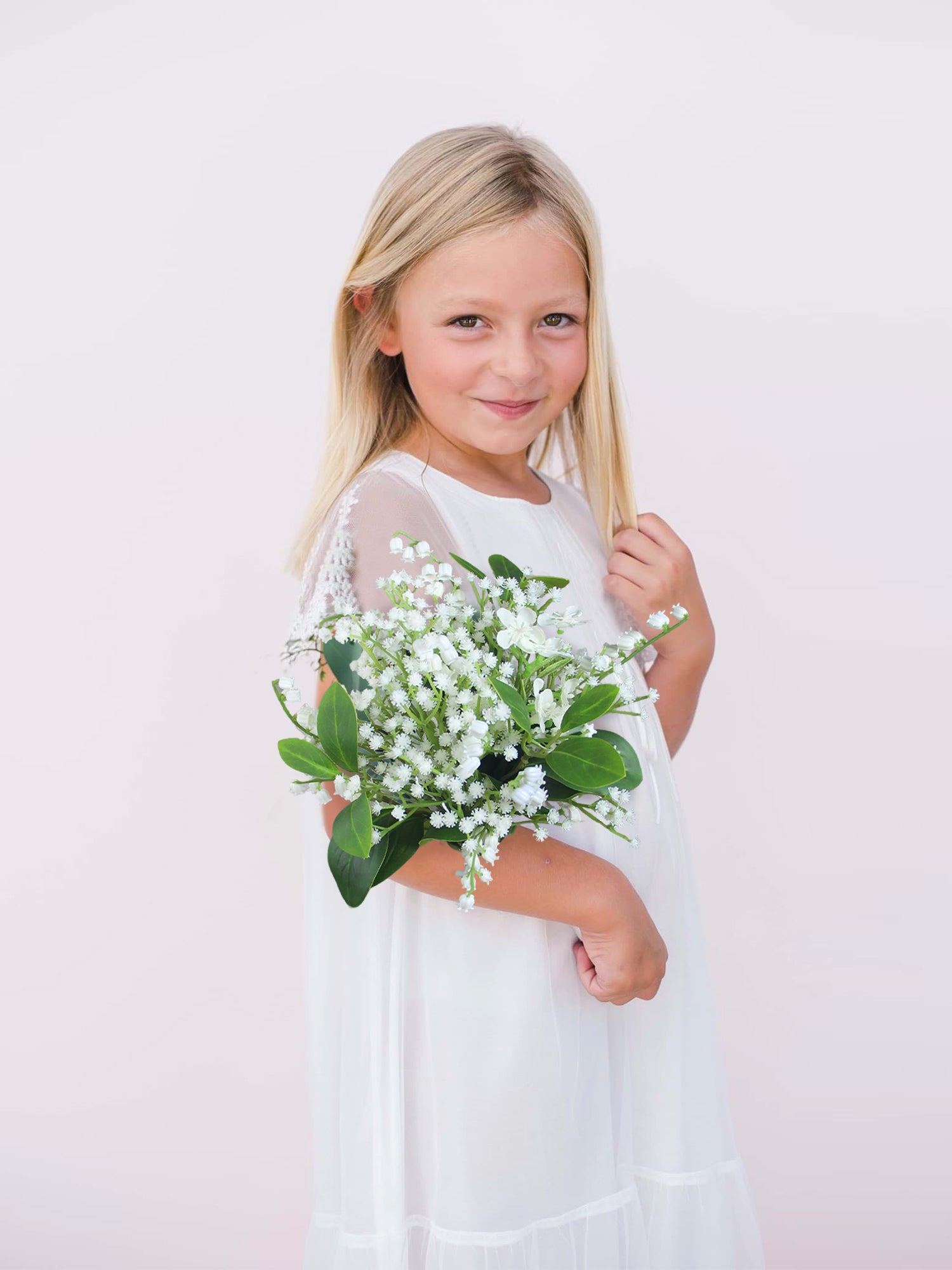 7.8 inch wide Baby's Breath Bridesmaid Bouquet - Rinlong Flower