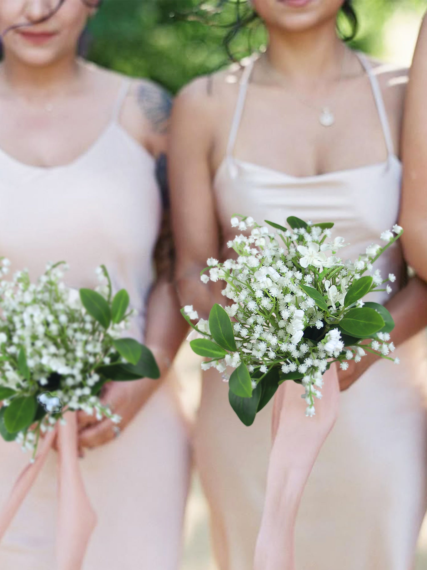 7.8 inch wide Baby's Breath Bridesmaid Bouquet - Rinlong Flower