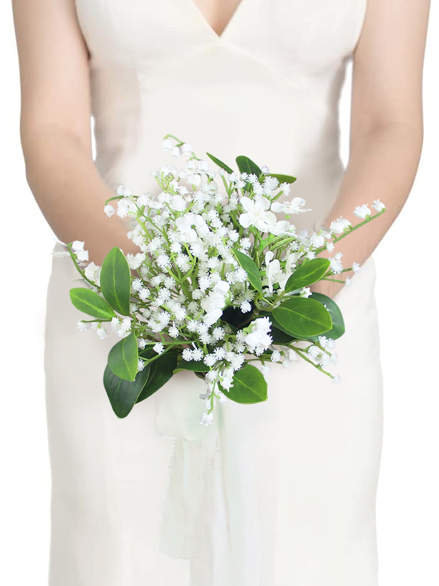 7.8 inch wide Baby's Breath Bridesmaid Bouquet - Rinlong Flower
