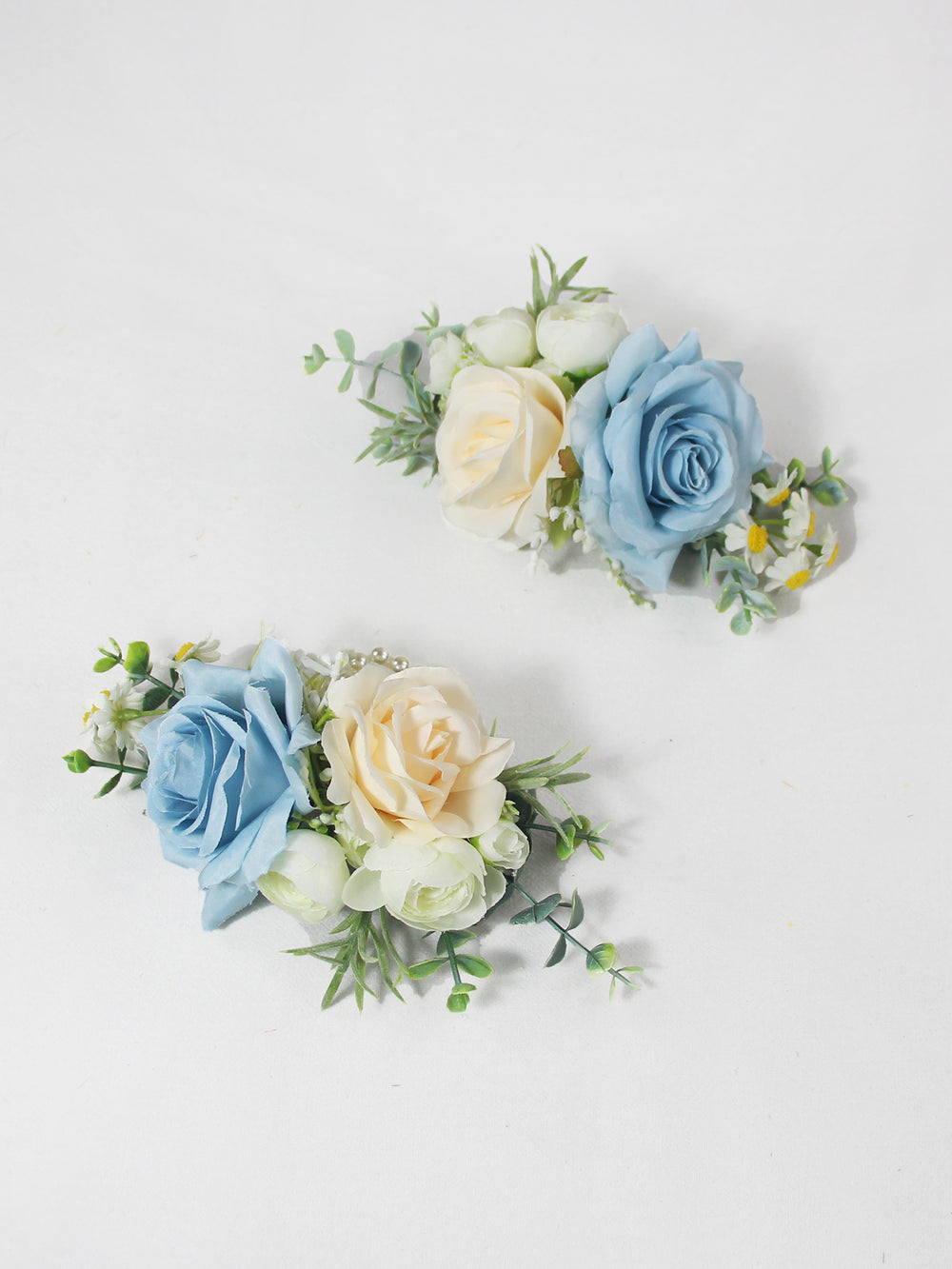 Baby Blue & Champagne Wrist Corsage - Rinlong Flower