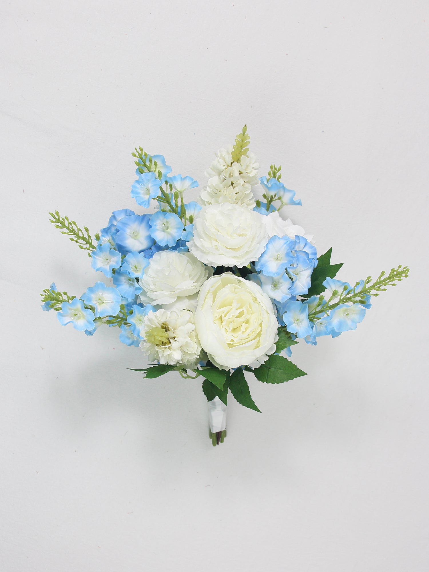 8.6 inch wide Baby Blue Delphinium Bridesmaid Bouquet