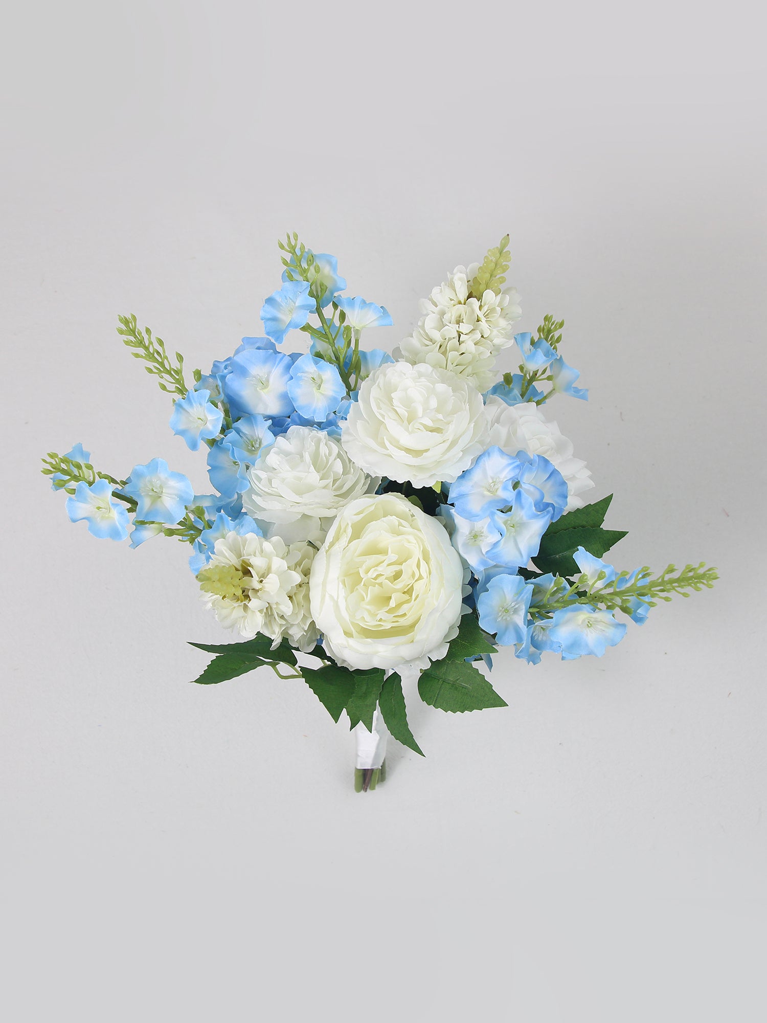 8.6 inch wide Baby Blue Delphinium Bridesmaid Bouquet