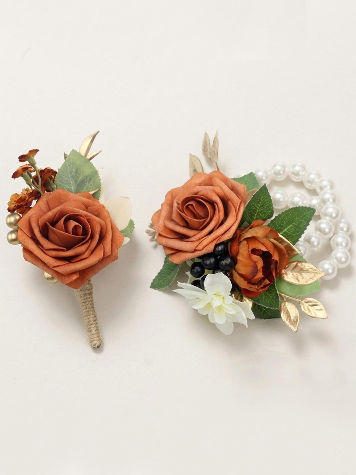 Corsage and Boutonniere Set Burnt Orange - Rinlong Flower