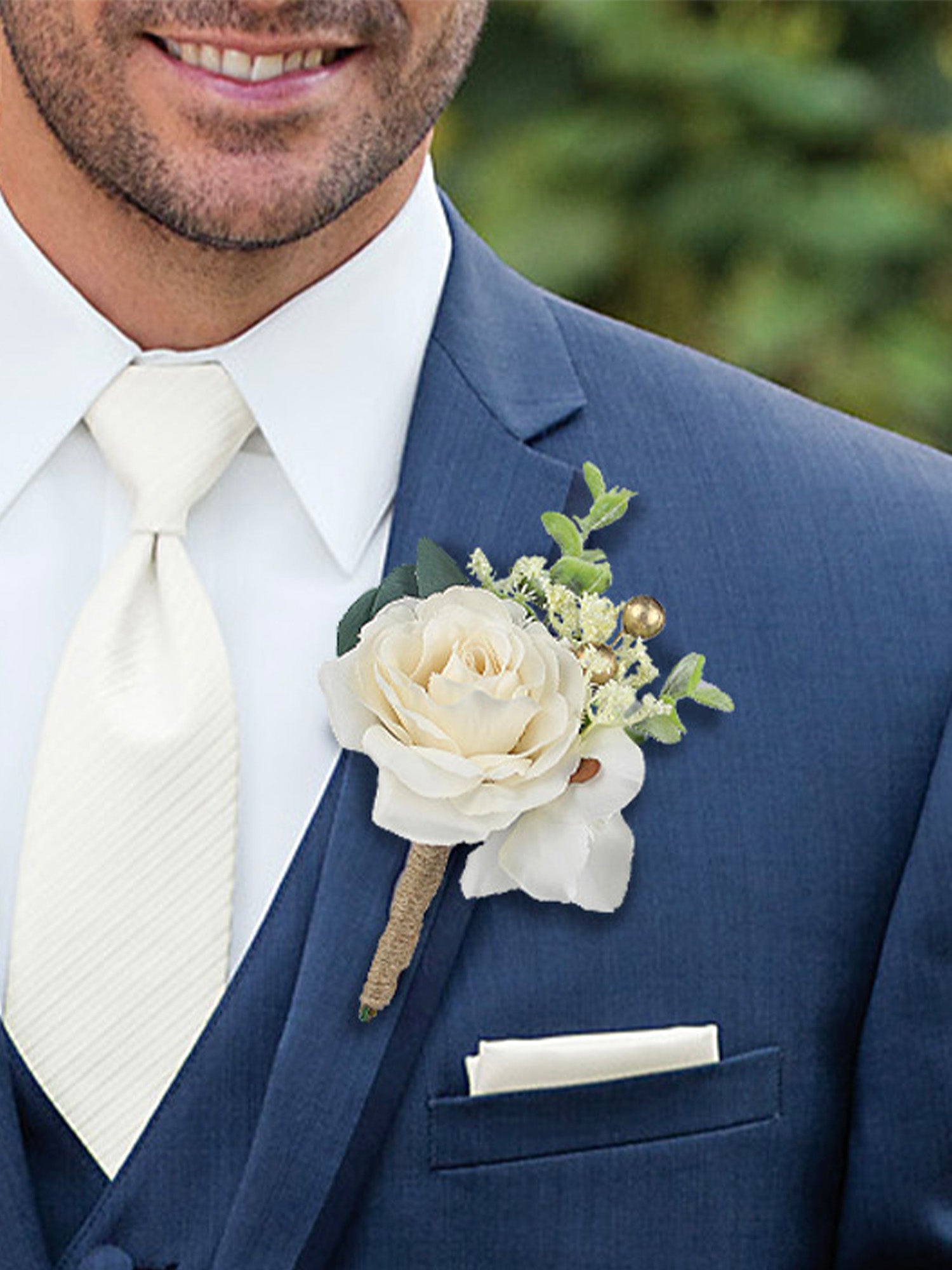 Corsage and Boutonniere Set Cream White