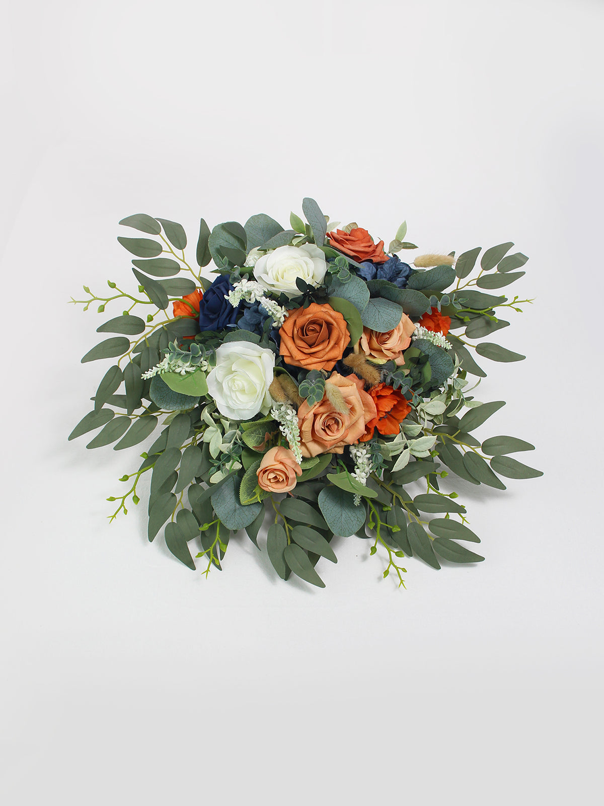 14 inch wide Navy Blue & Burnt Orange Bridal Bouquet - Rinlong Flower