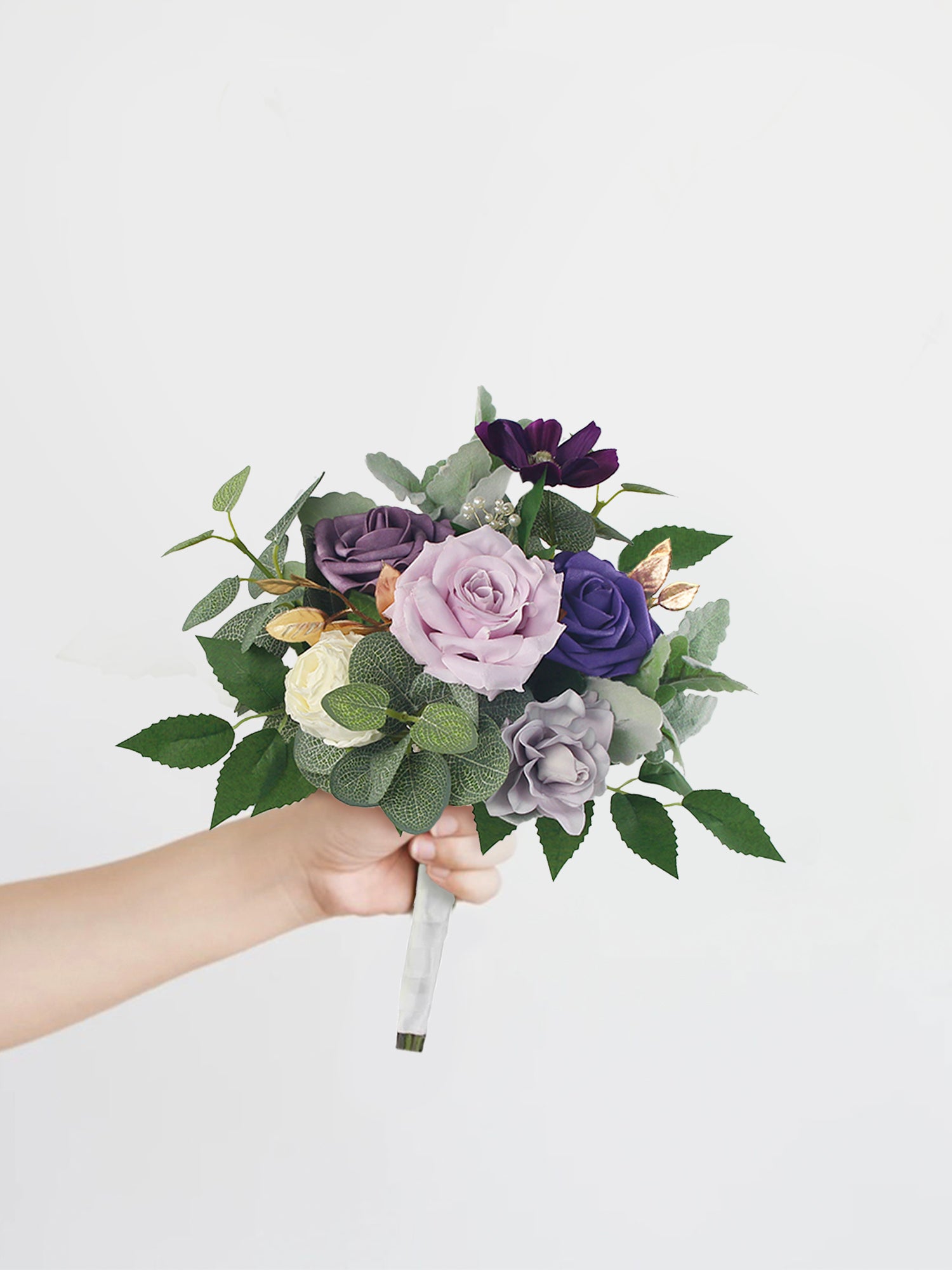 8.6 inch wide Purple Bridesmaid Bouquet