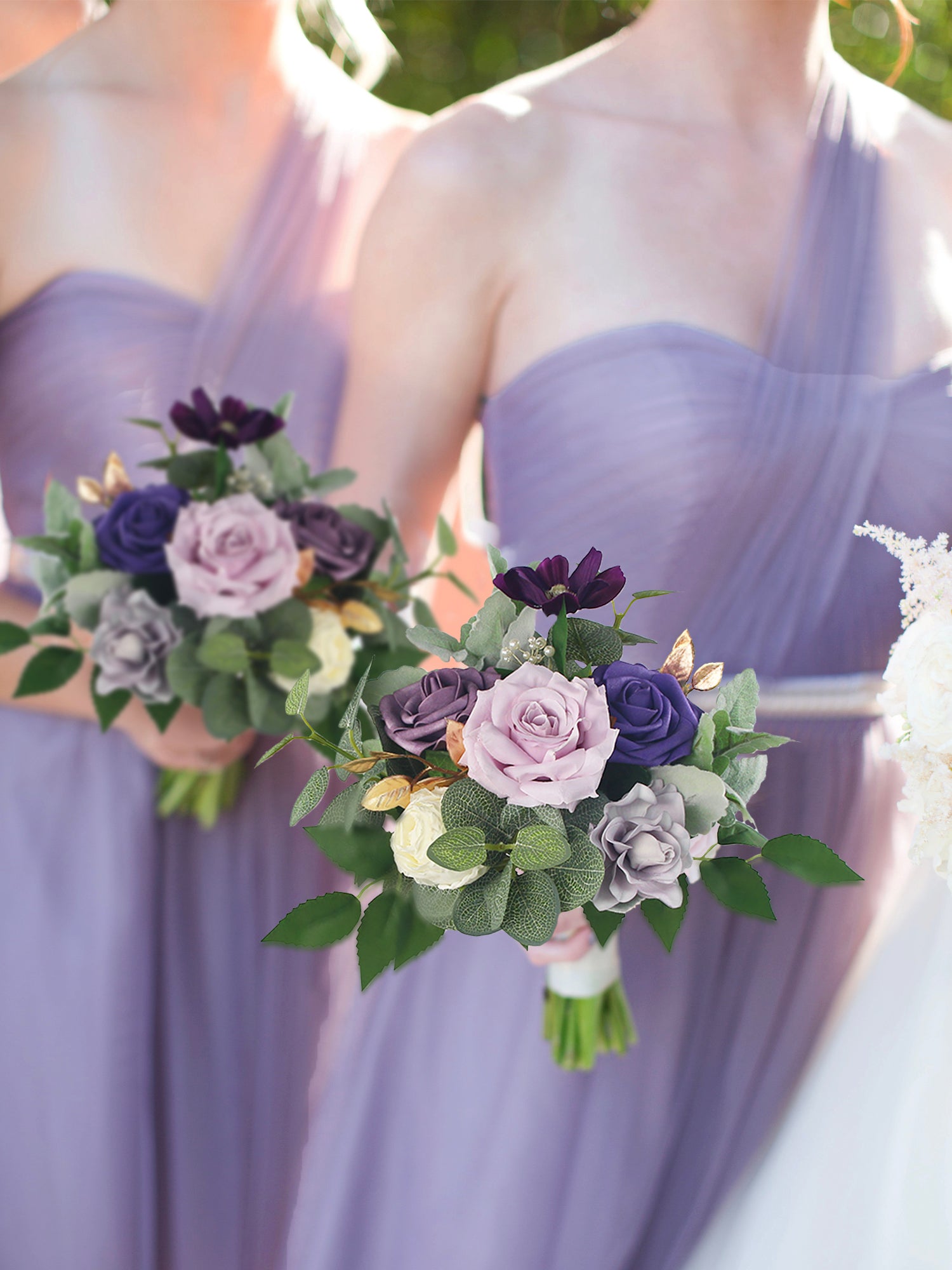 8.6 inch wide Purple Bridesmaid Bouquet
