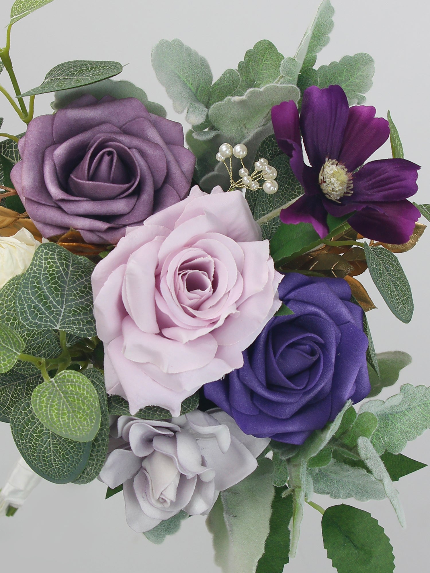 8.6 inch wide Purple Bridesmaid Bouquet