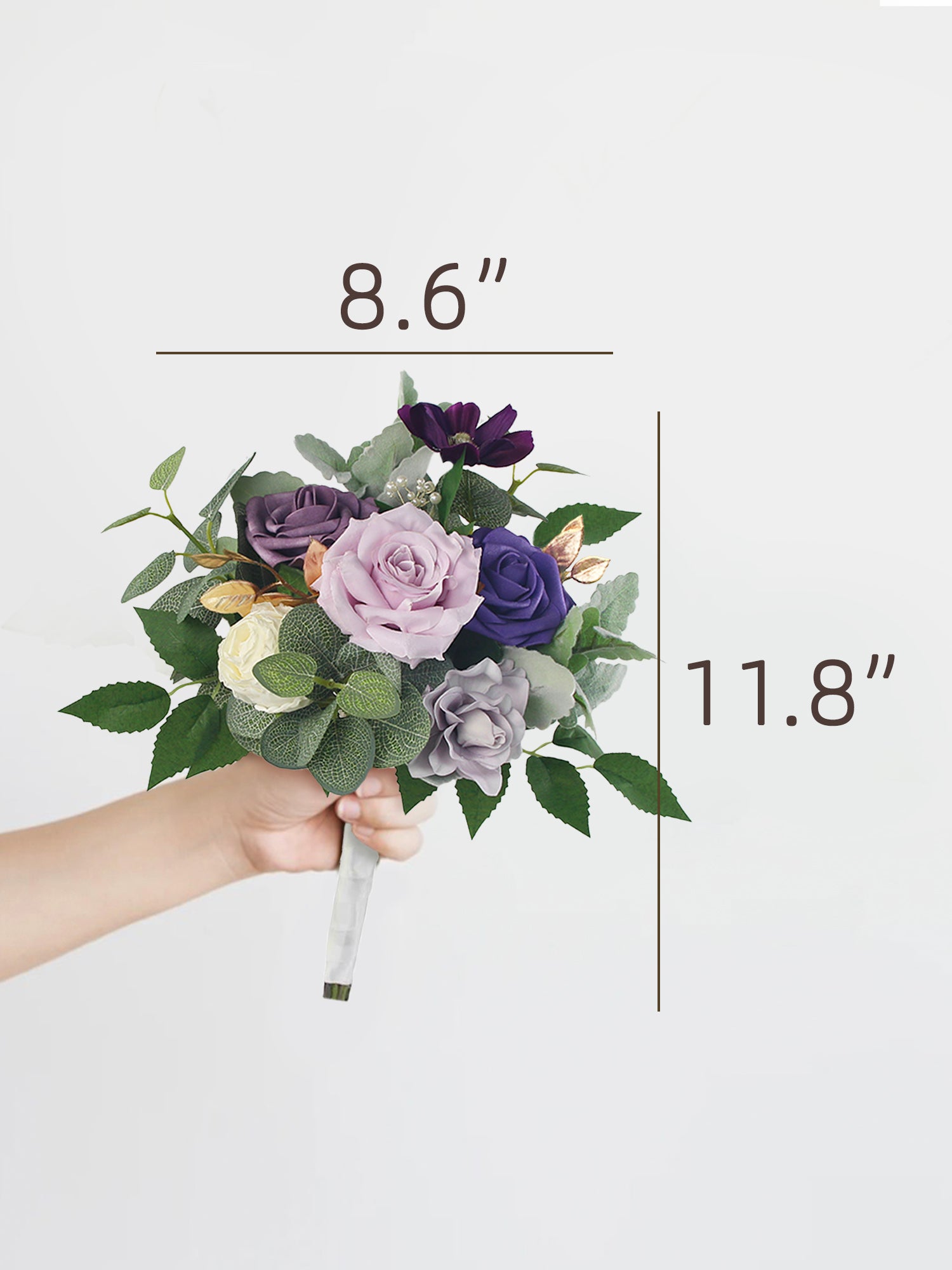 8.6 inch wide Purple Bridesmaid Bouquet