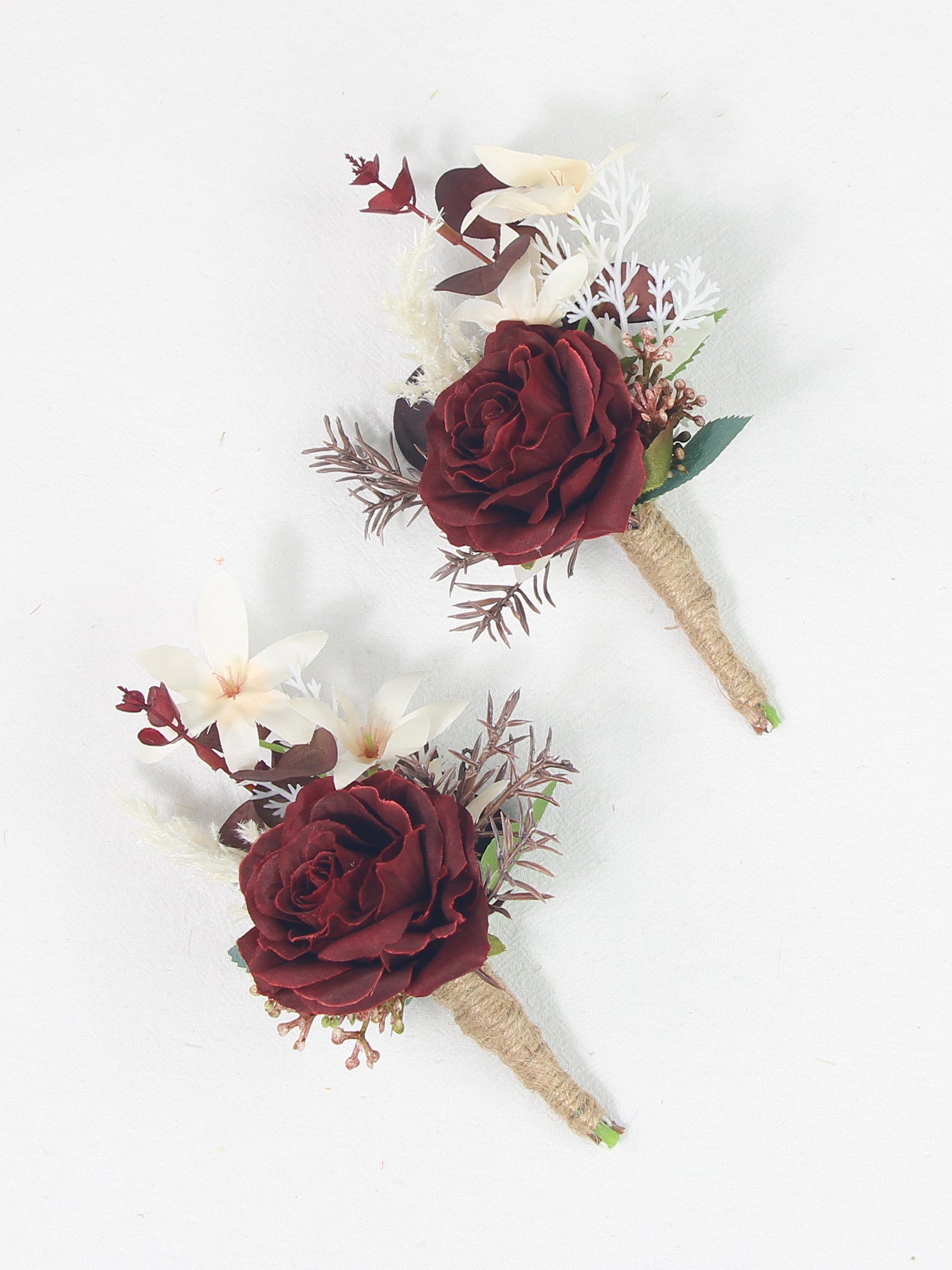 Boutonniere Burgundy & Beige
