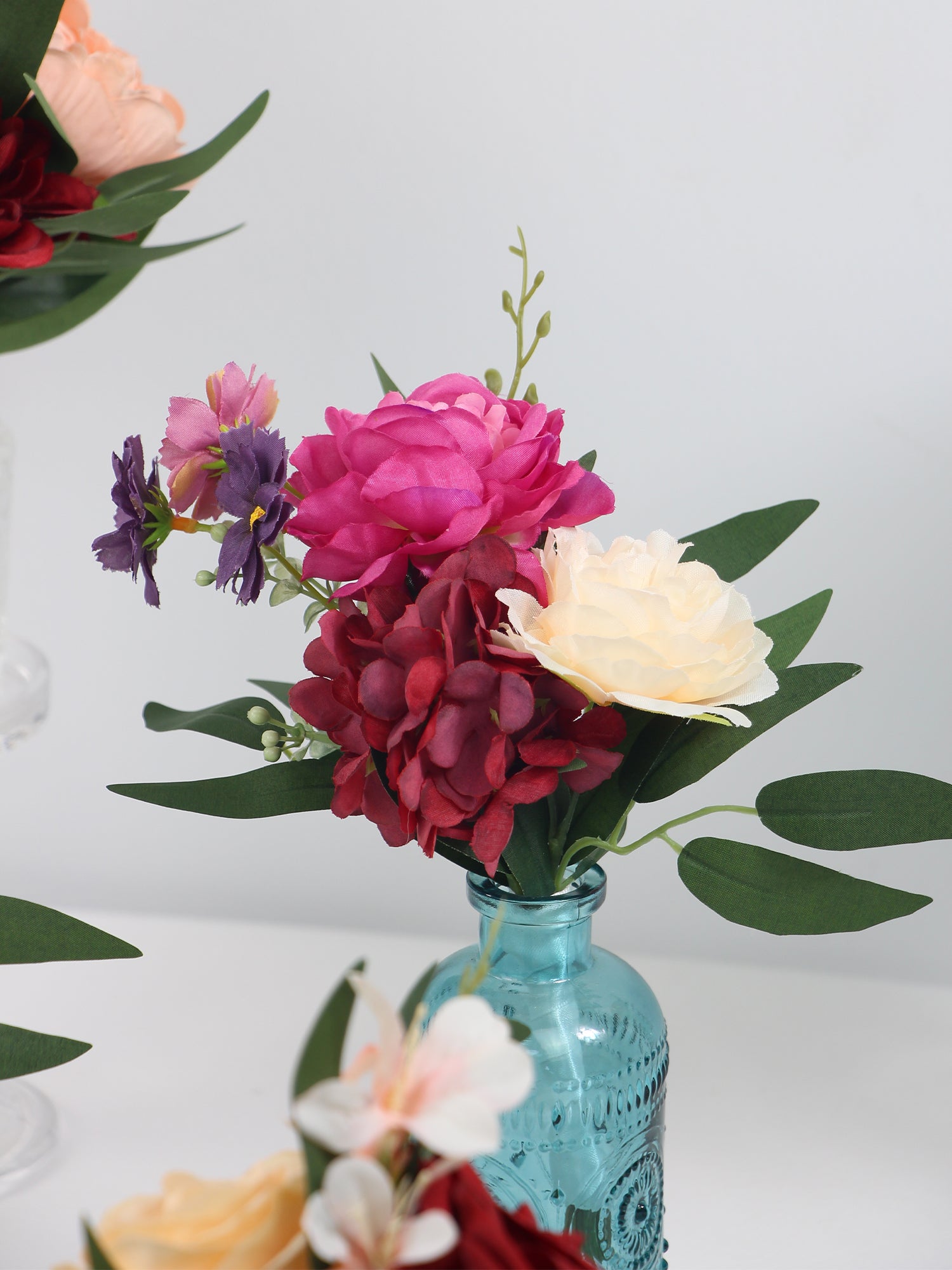 6Pcs Assorted Burgundy & Peach Flower Centerpieces - Rinlong Flower