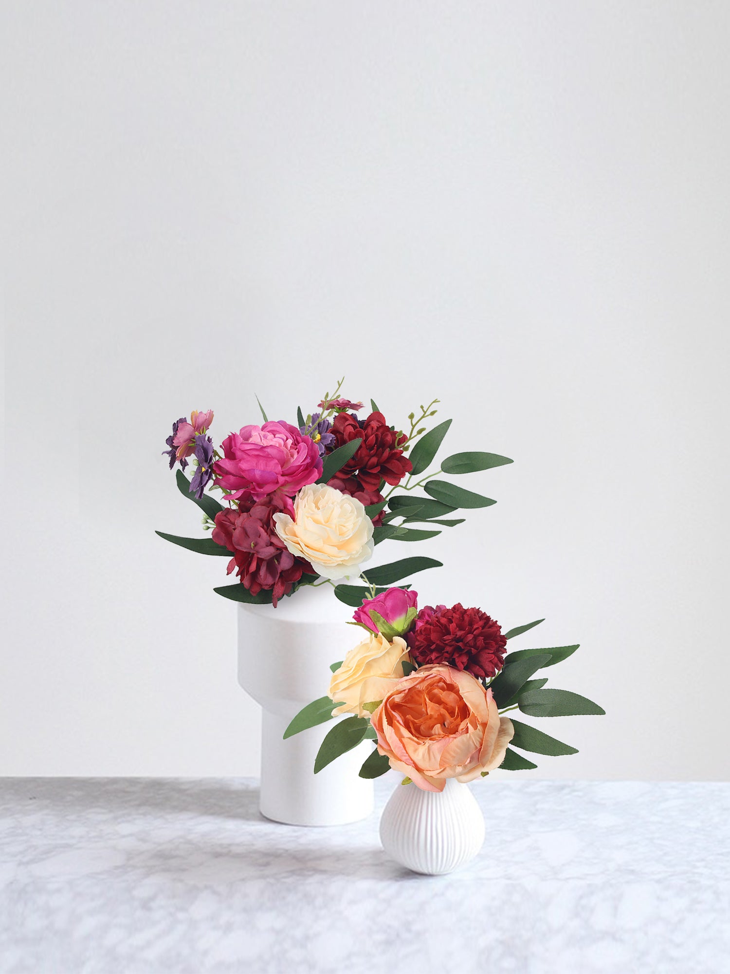 6Pcs Assorted Burgundy & Peach Flower Centerpieces - Rinlong Flower