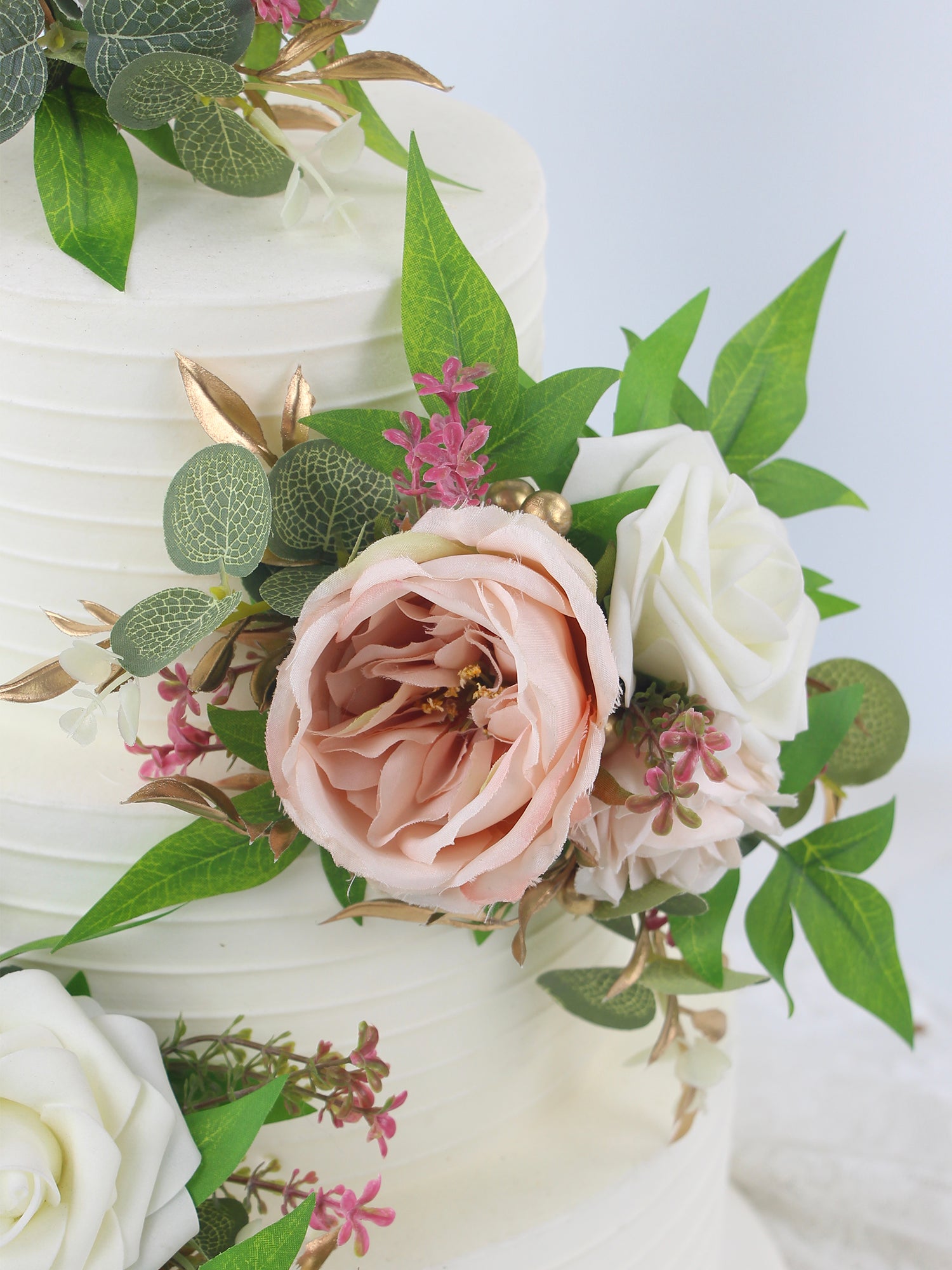 3Pcs Rose Pink Cake Flowers Set