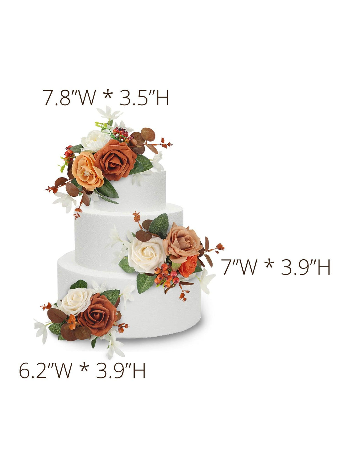 3Pcs Rose & Berries Terracotta Cake Flowers Set - Rinlong Flower