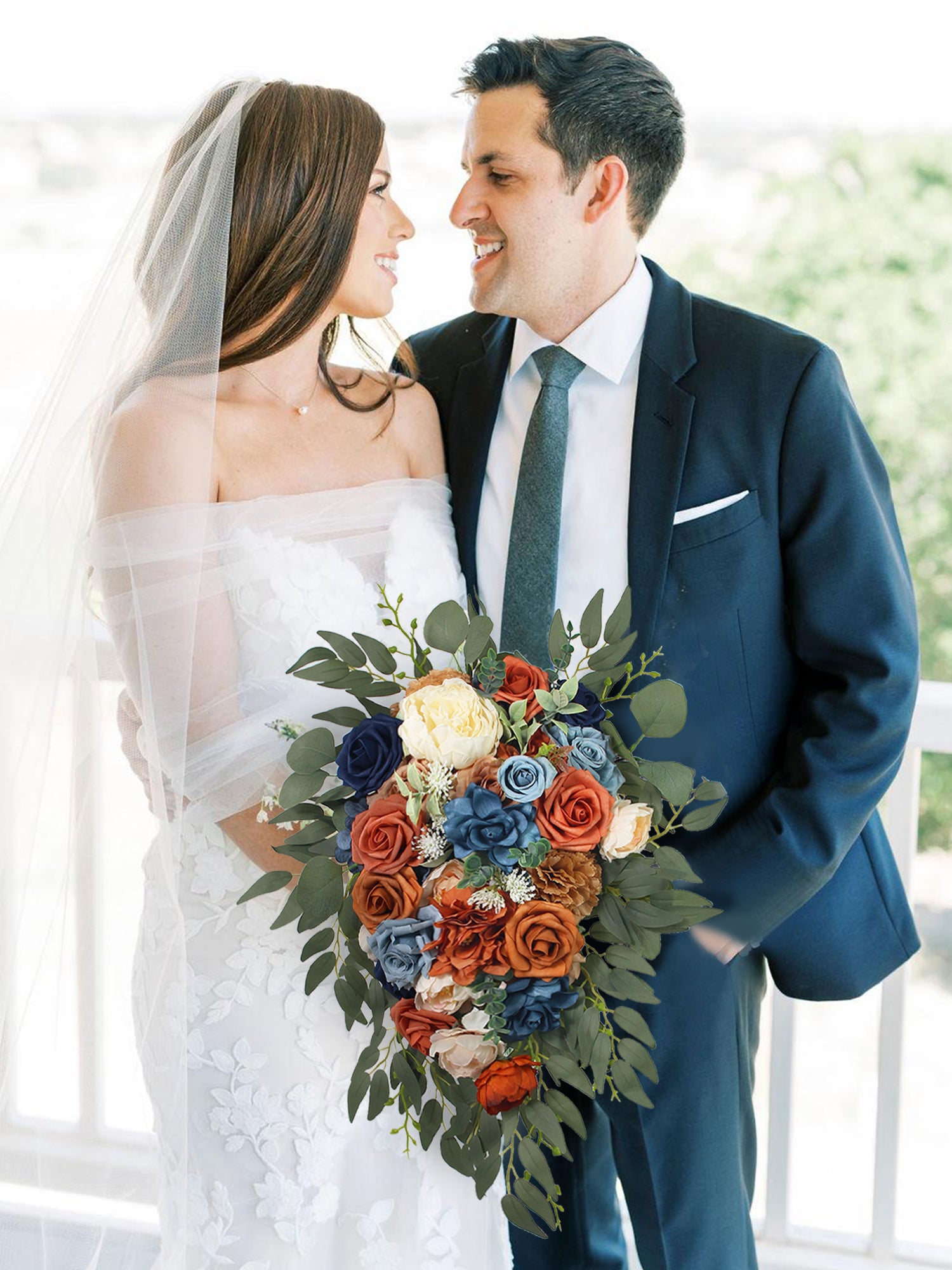 Orange Flowers Flowers For Navy Blue Bridesmaid Dresses 10 Inch Wide Navy Blue Burnt Orange Cascading Orange Flowers Flowers For Navy Blue Bridesmaid Dresses 10 Inch Wide Navy Blue Burnt Orange Cascading