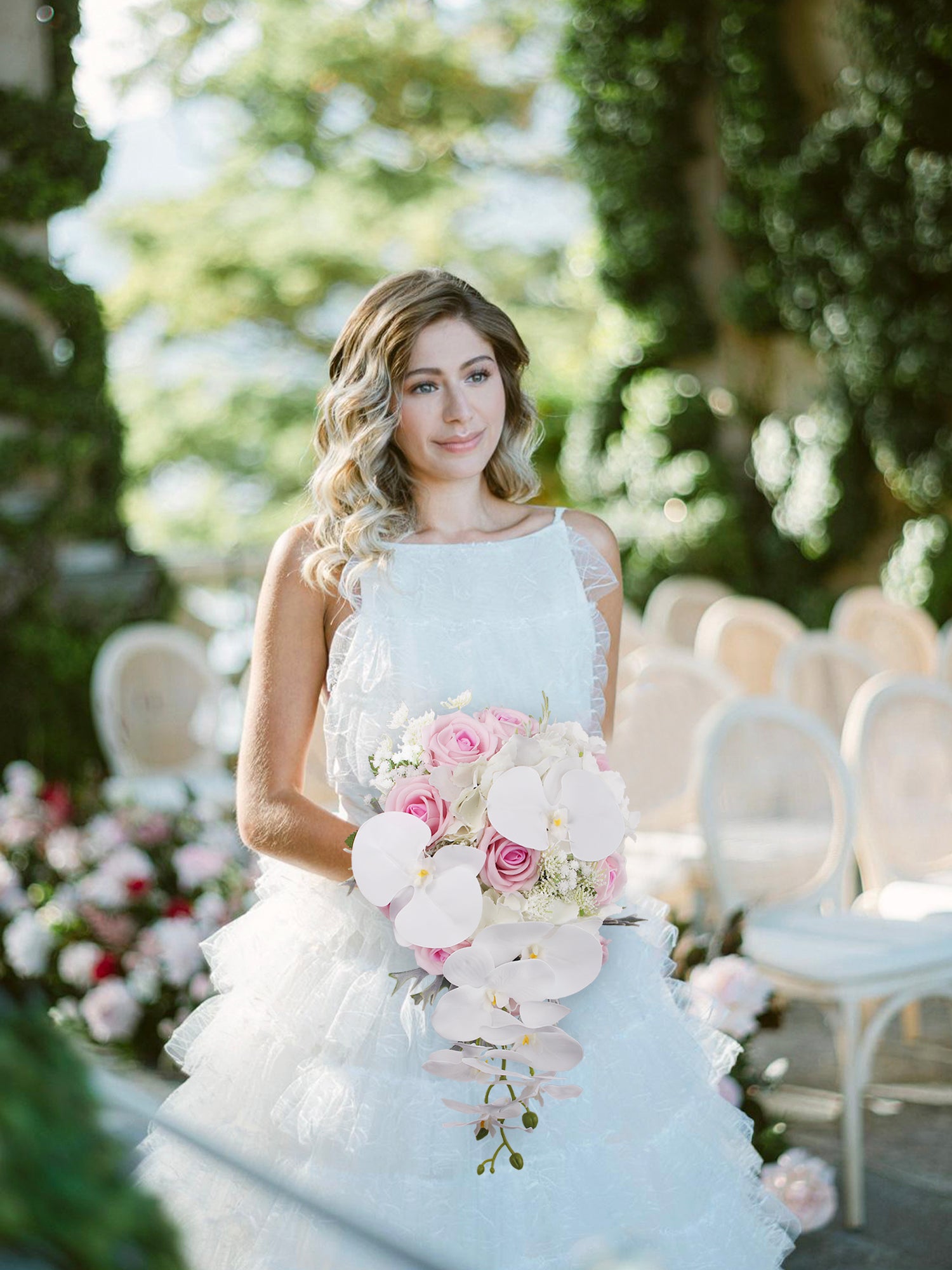 white dress with pink flowers and Floral Make sure you order swatches and check color charts firstly if you arent sure that is what you want.Please be aware that slight color aberration of the dress and the color shown on screen is unavoidable because of many factors such as brightness of your monitor and light brightness Picking Flowers Mini Dress -