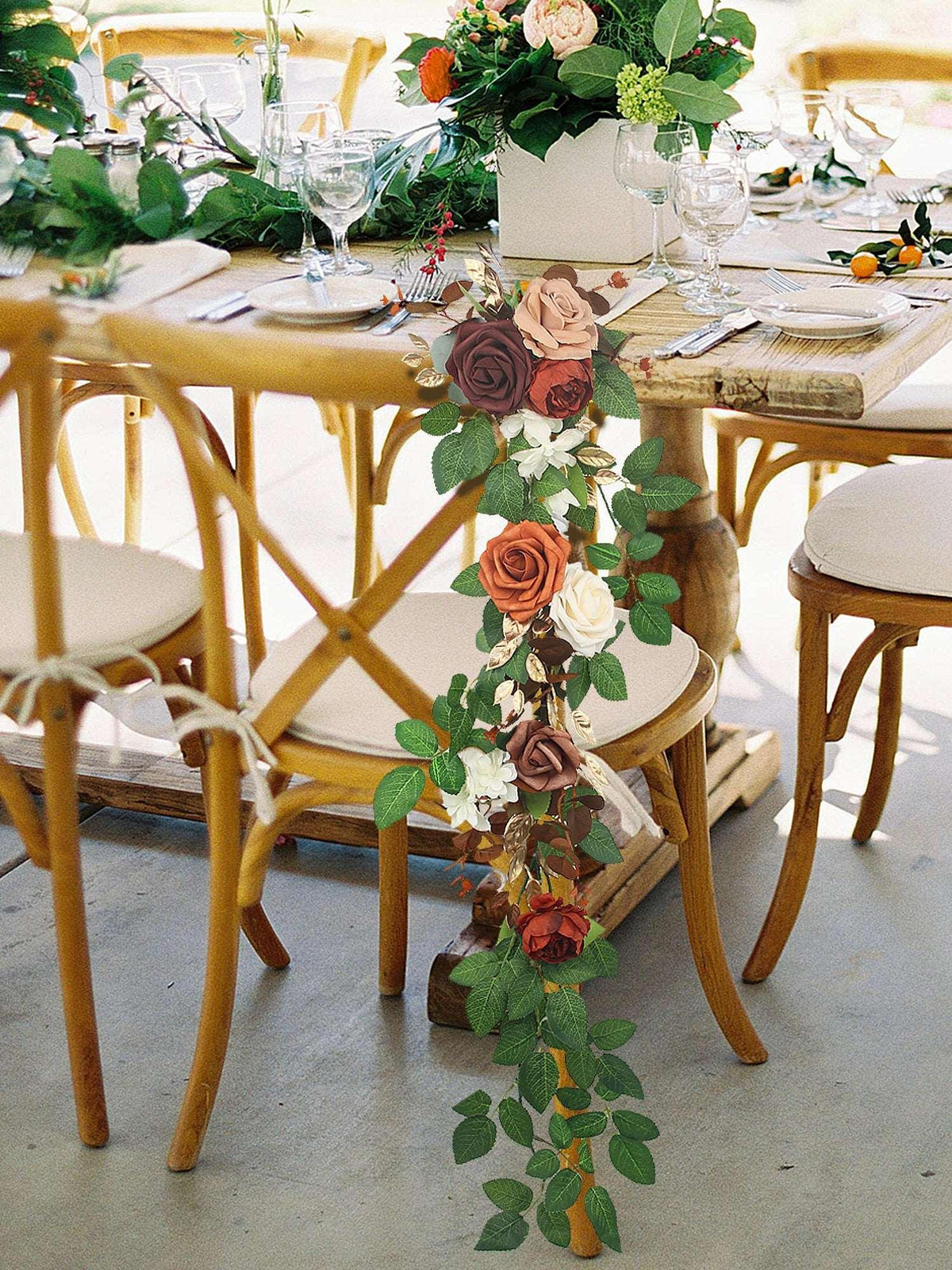 6Pcs Burnt Orange Aisle Flower Arrangement - Rinlong Flower