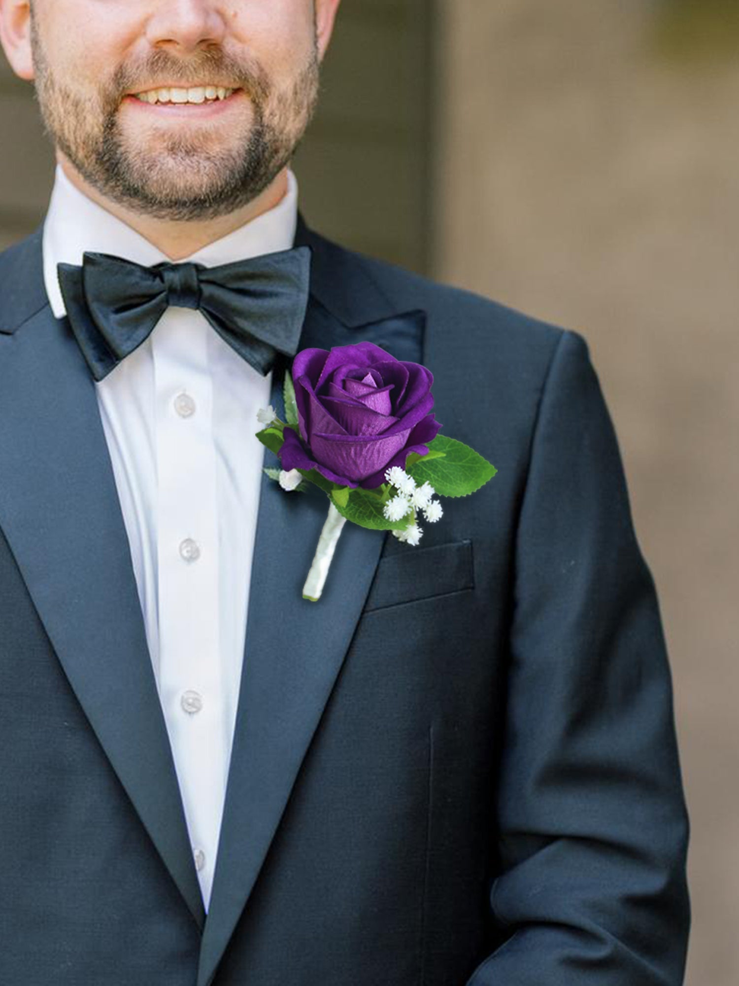 Dark Purple Boutonniere - Rinlong Flower
