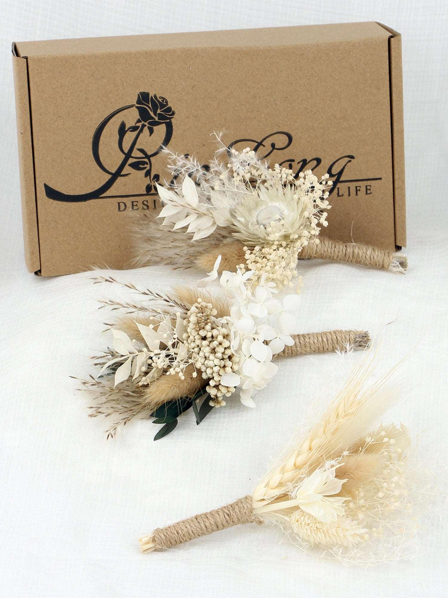 Assorted 6Pcs Dried Flower Boutonnieres - Rinlong Flower