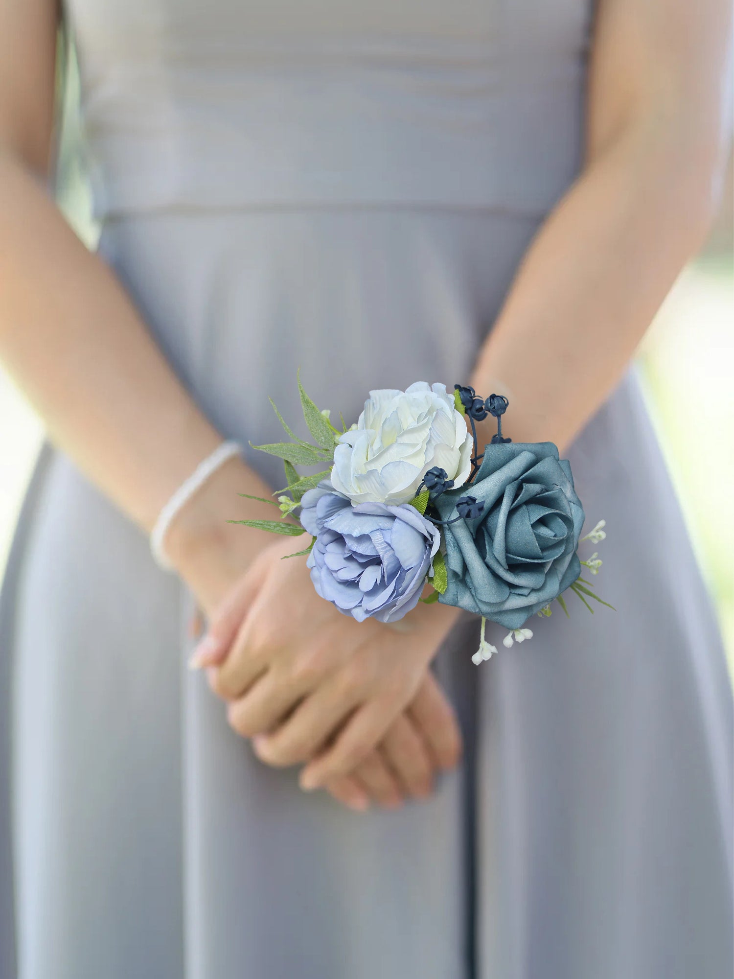 Dusty Blue Wrist Corsage - Rinlong Flower